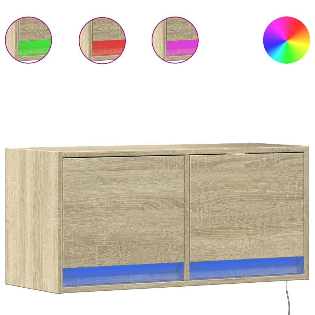 vidaXL TV-Wand TV-Wandschrank mit LED-Beleuchtung Sonoma-Eiche 80x31x38 cm, günstig online kaufen