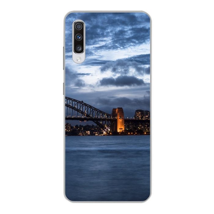MuchoWow Handyhülle Das Opernhaus von Sydney und die Sydney Harbour Bridge in Australien Phone Case Handyhülle Samsung Galaxy A70 Silikon Schutzhülle