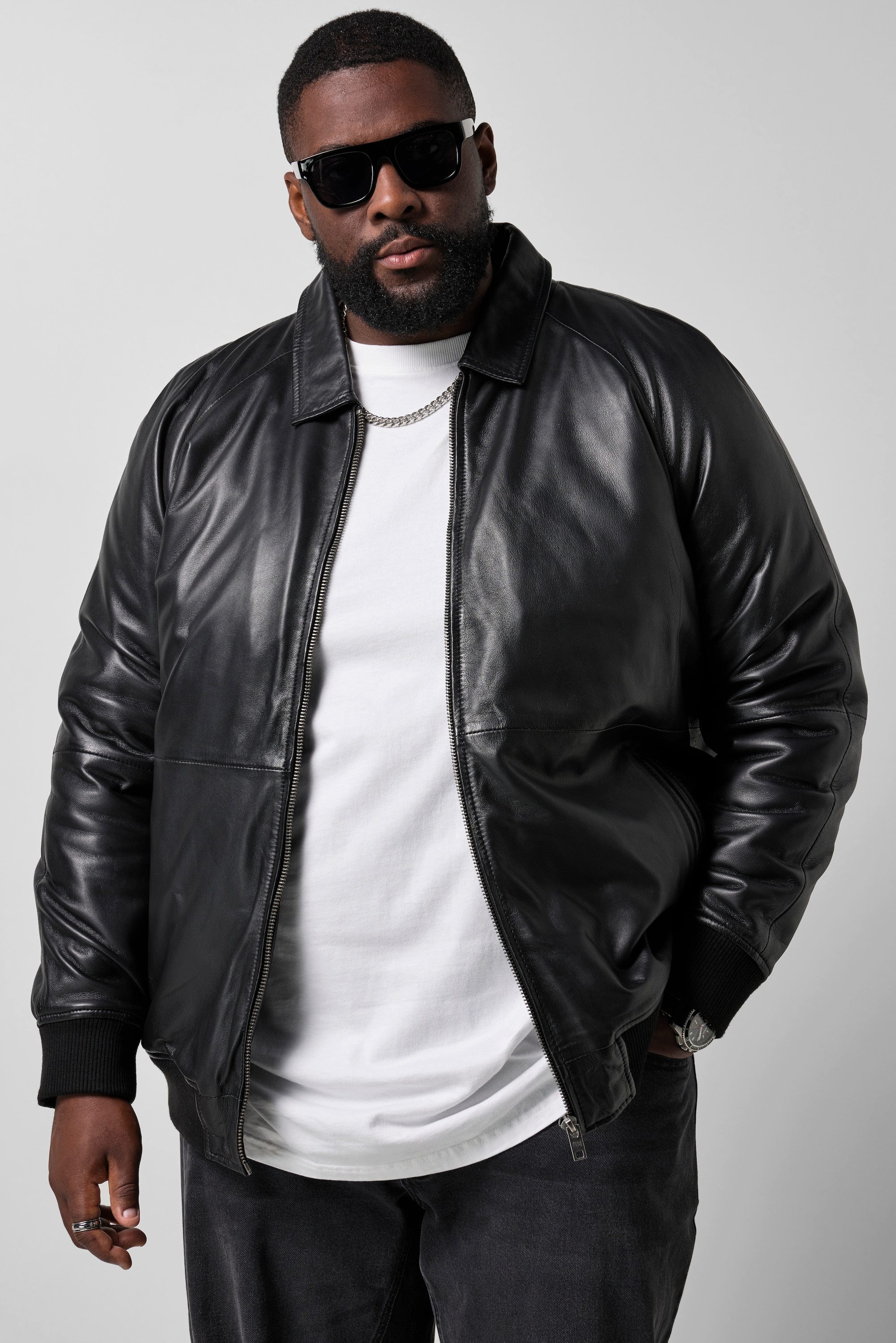 STHUGE Lederjacke Leder-Blouson Leder Lammnappa Wattierung bis 8XL