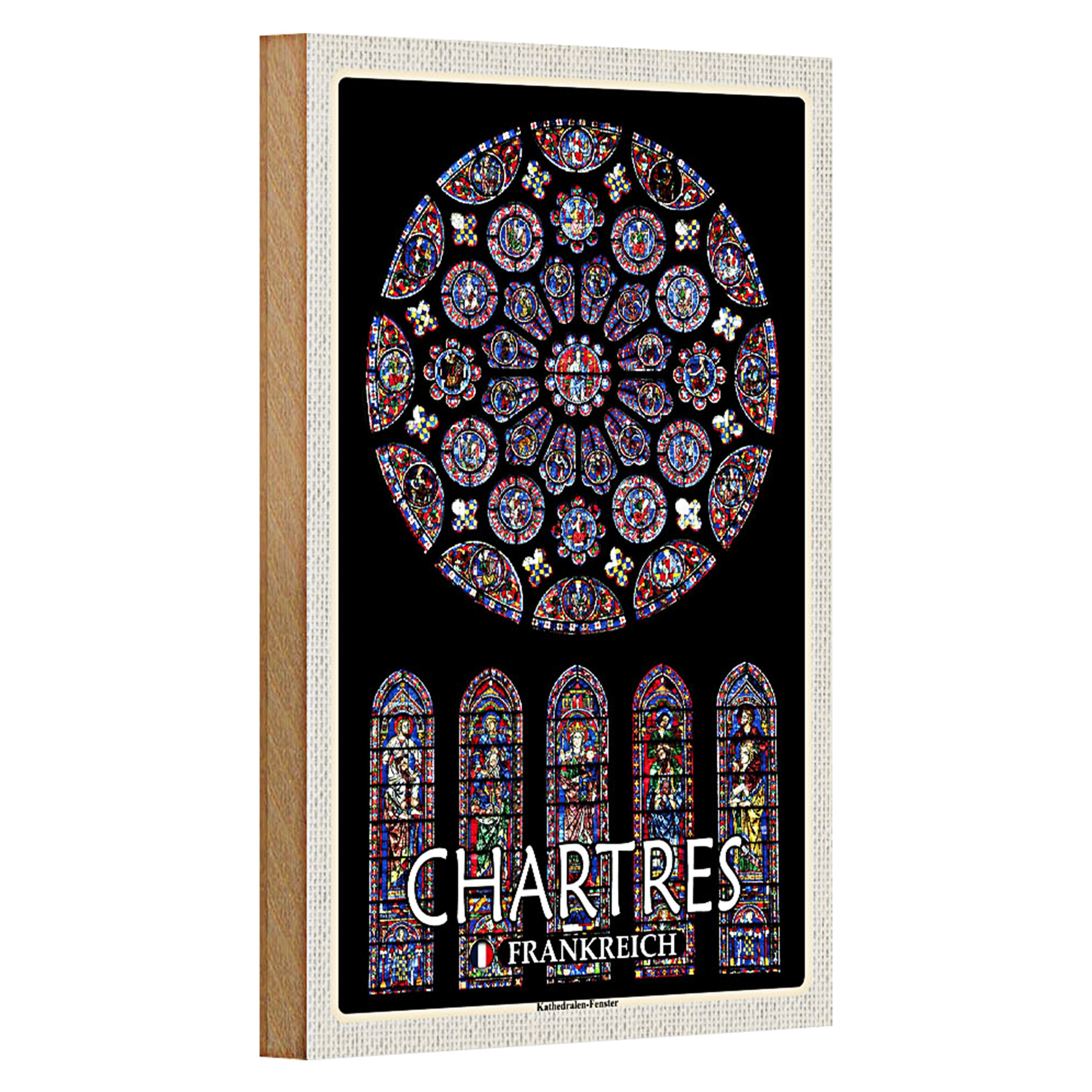 Roomando Holzbild Reise 12x18cm Chartres Frankreich Kathedralenfenster