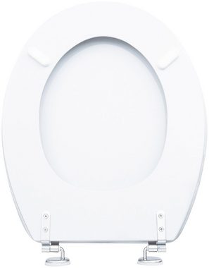 CORNAT WC-Sitz Klassisch weißer Look - Hochwertig Holzkern - Komfortables Sitzgefühl, Schlichtes Design passt in jedes Badezimmer / Toilettensitz