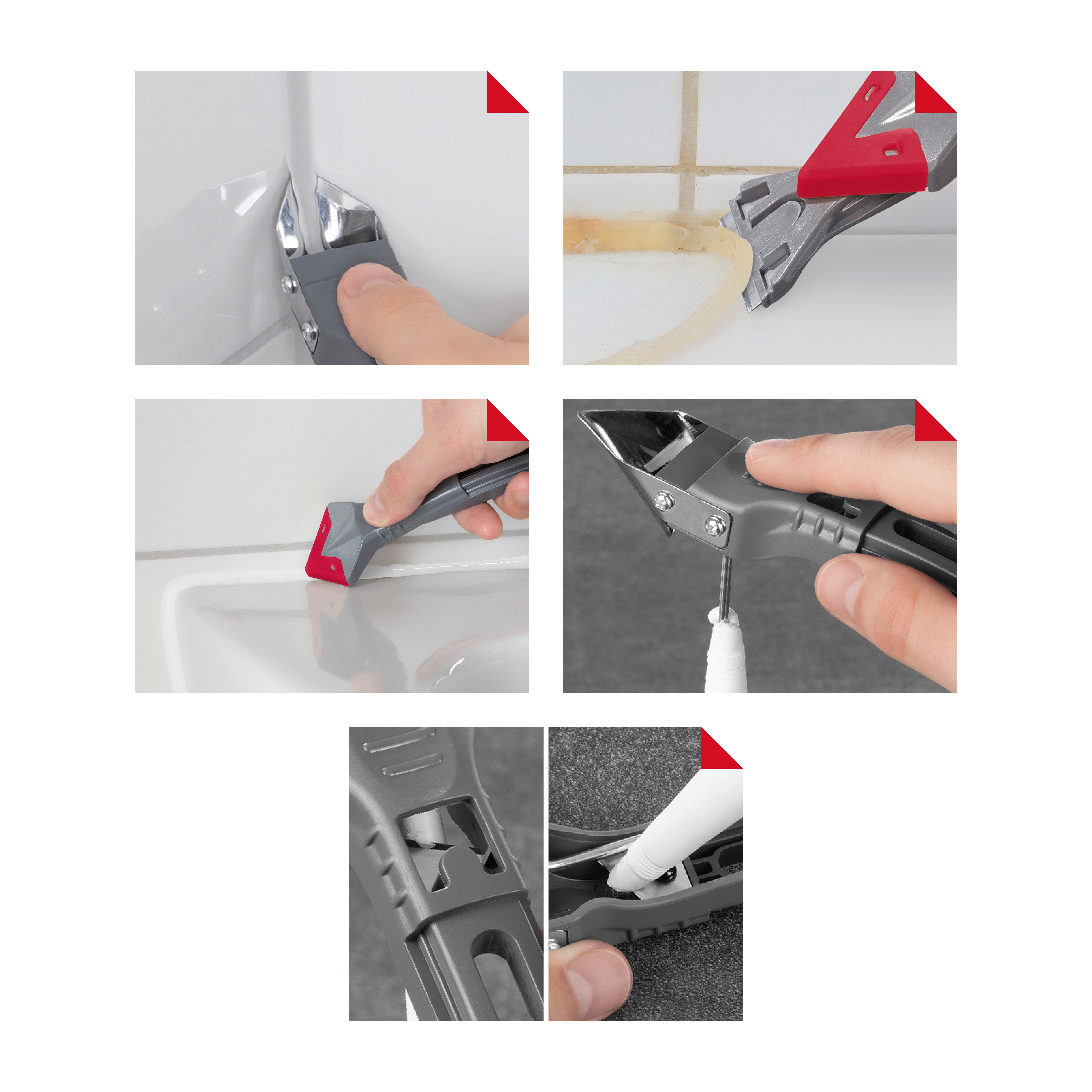 EASYmaxx Fugenkratzer SilikonEntferner für Fugen grau/rot, Zur