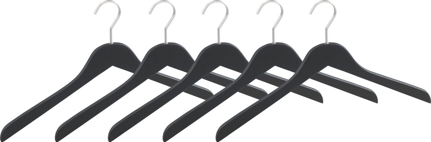 WENKO Kleiderbügel Modell Paris, (Set, 5-tlg), Garderobenbügel aus Holz, schlanke Form, mit mattierter Beschichtung