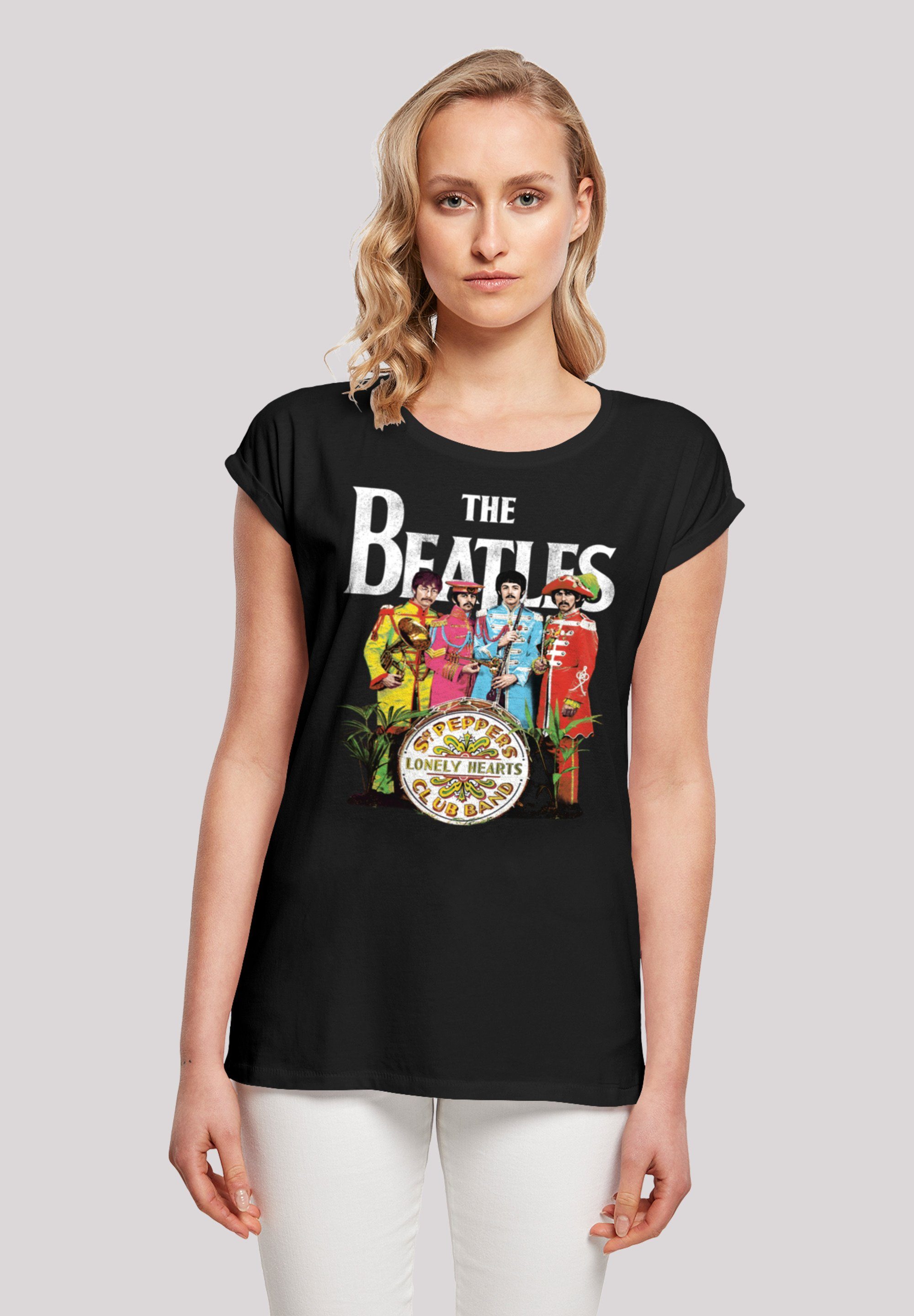 hohem Baumwollstoff Sgt mit F4NT4STIC weicher The Print, T-Shirt Beatles Black Tragekomfort Pepper Band Sehr