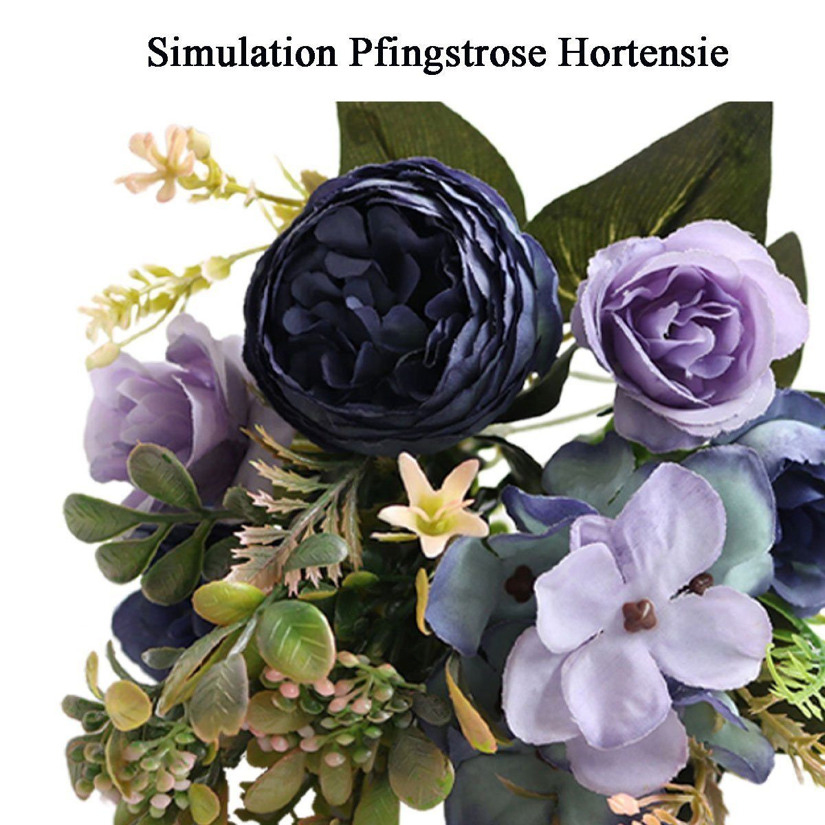 Kunstblume Pfingstrosen,Gefälschte Pfingstrosen,Vintage LENBEST Blumen, Blau Künstliche