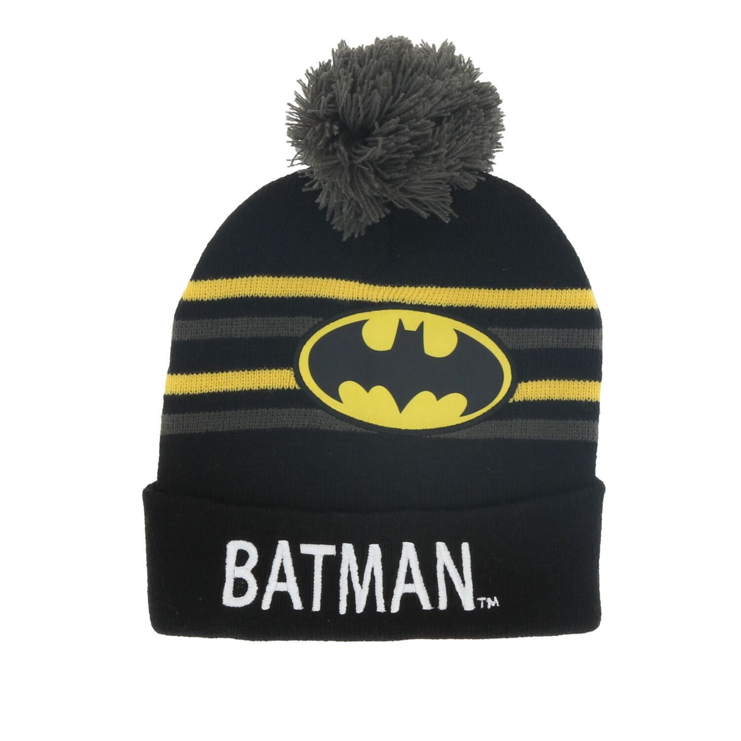 Batman Bommelmütze Wintermütze mit Bommel – Coole Onesize Mütze für Kinder