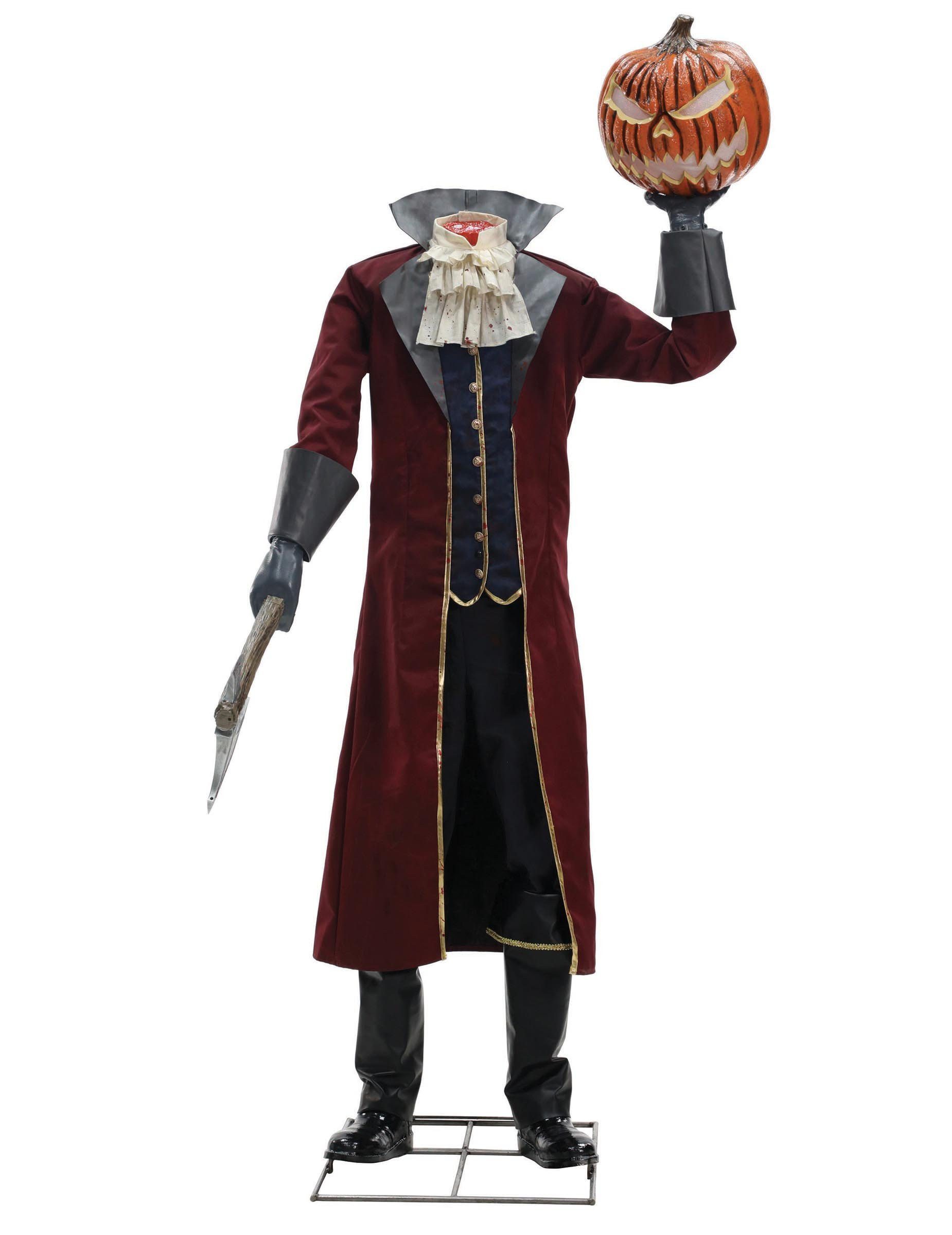 Palmer Kostüm Animatronic Kopfloser Reiter mit Kürbis Deko 2,15 m schwarz rot