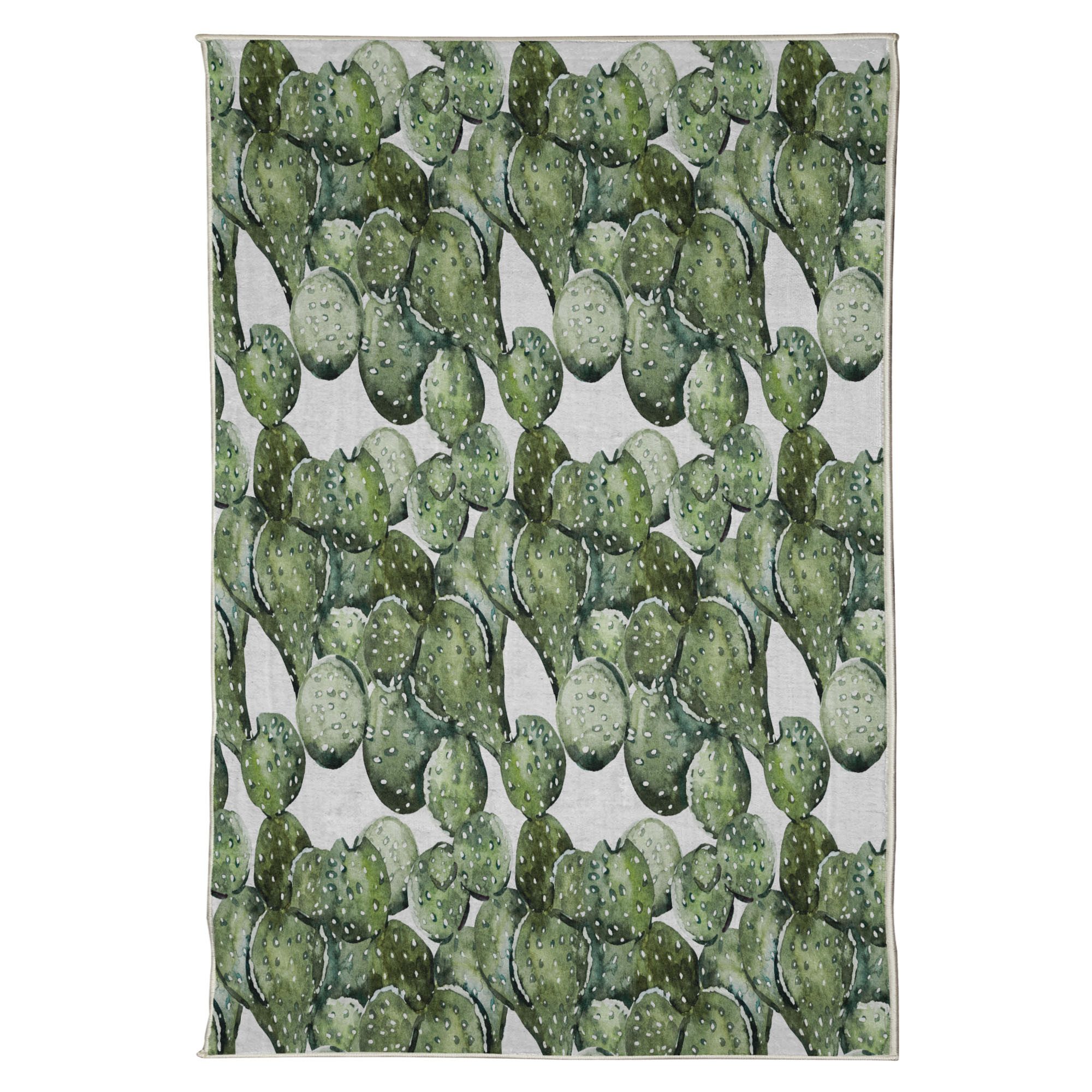 Abakuhaus Teppich Flachgewebe Deko-Teppiche für das Wohn-,Schlaf-, und Essenszimmer, rechteckig, Kaktus Opuntia Pflanze Aquarell