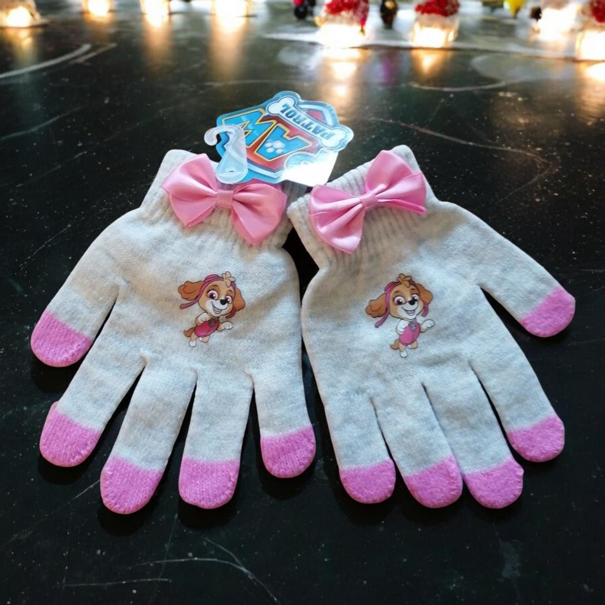 PAW PATROL Strickhandschuhe PAW Patrol Strick-Handschuhe für Mädchen, Grau-Rosa, Für Kinder von
