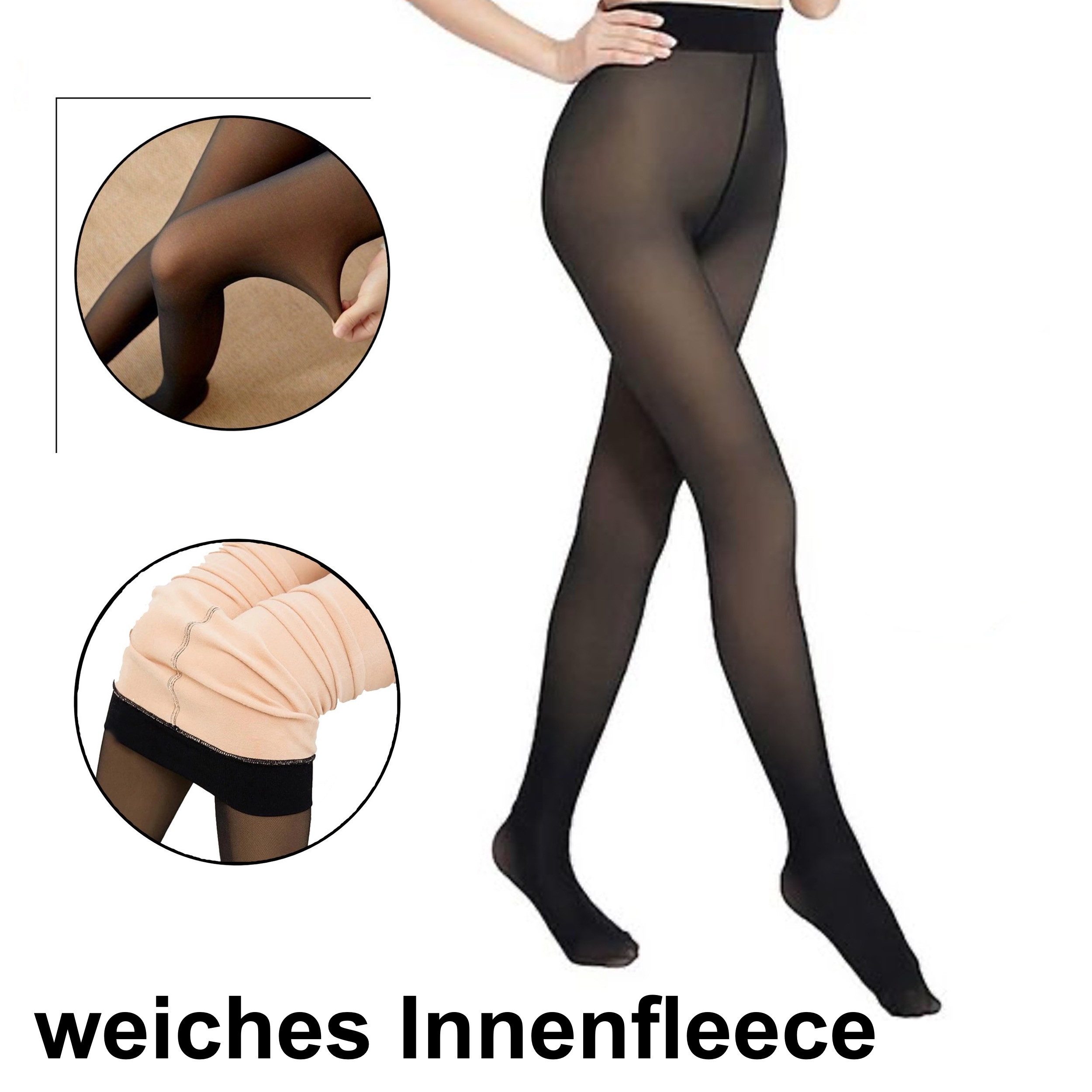 Thermostrumpfhose Dicke warme Damen Winter Thermo Strumpfhose gefüttert Fleece schwarz
