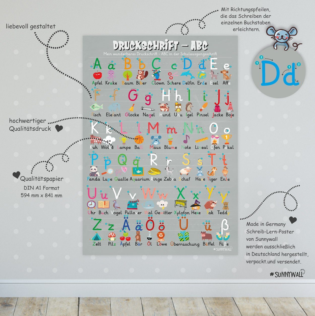 Sunnywall Poster Poster-Set ABC in Grundschrift (GS) Druckschrift + Schreib günstig online kaufen