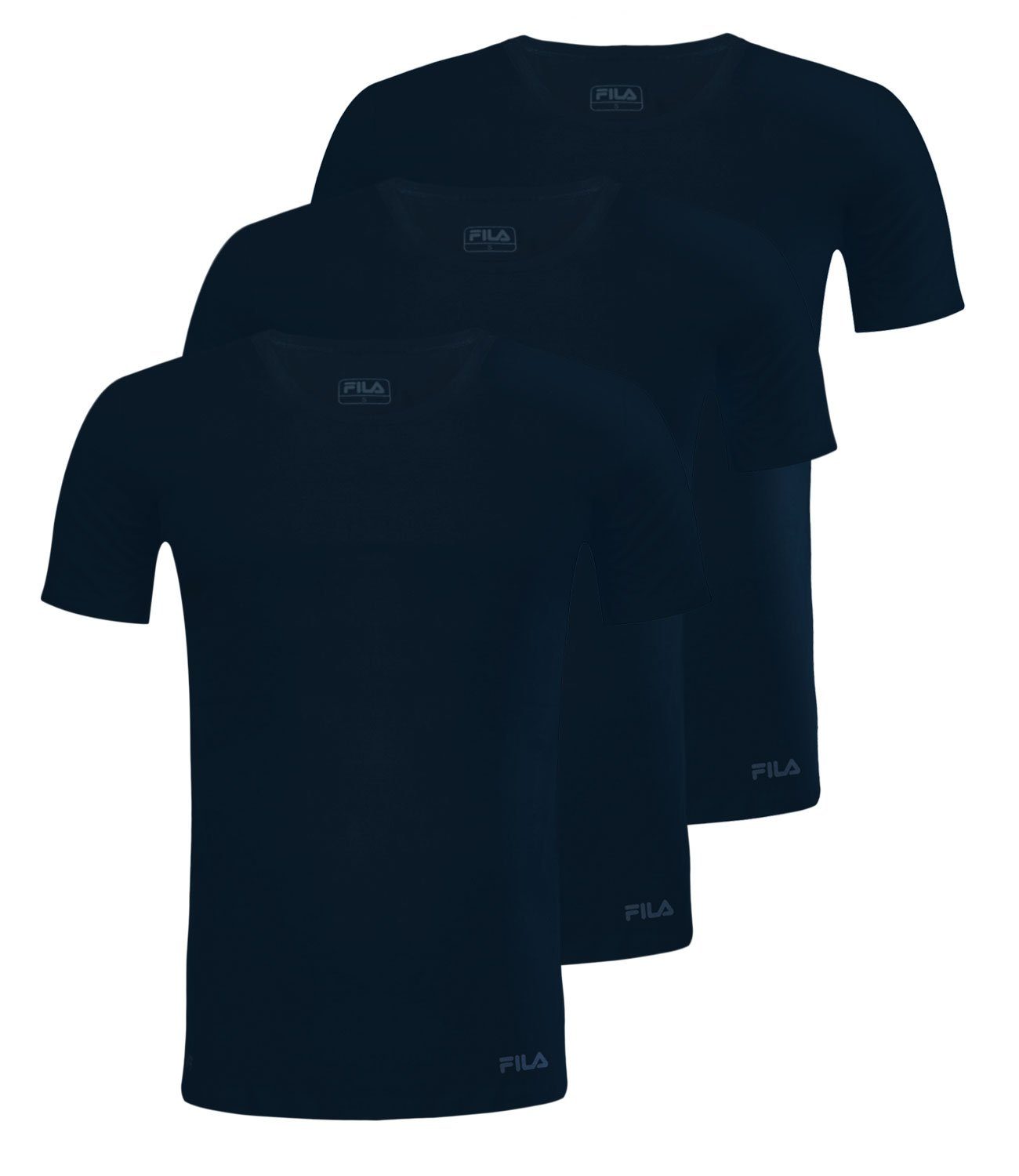 Fila T-Shirt 3er Pack weichem Baumwolljersey Round-Neck navy aus 321