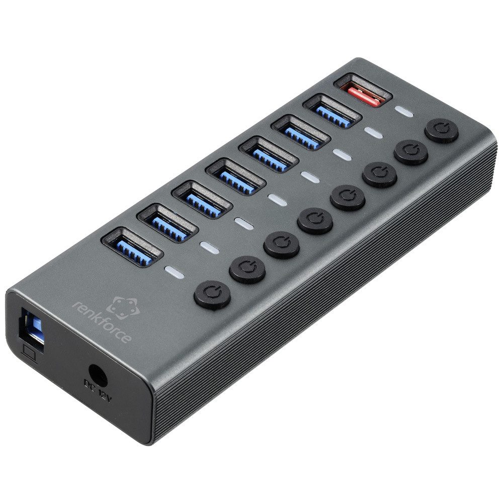 USB-Verteiler Renkforce RF-HUB-380 8 Port USB 3.2 Gen 2-Hub einzeln schaltbar, mit S