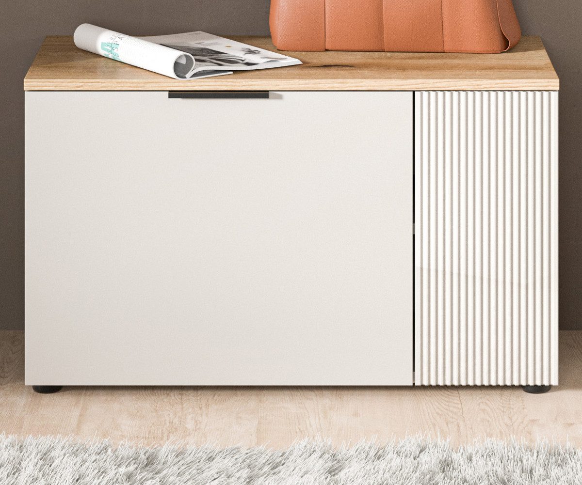 Inn.Furn Schuhbank Skid (Garderobenbank in Kaschmir Sand mit Eiche, 2-türig, 80 x 48 cm), mit viel Stauraum