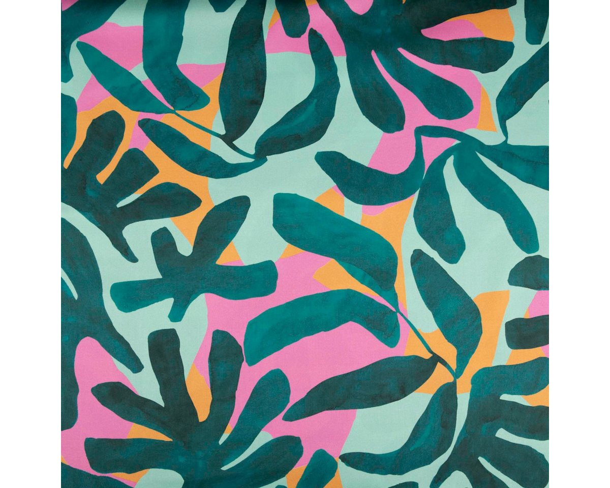 Thumbnail - SCHÖNER LEBEN. Stoff Baumwollstoff Cotton Satin Digital Leaves grün 1,48m Breite, allergikergeeignet