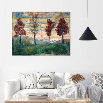 Posterlounge Wandfolie Egon Schiele, Vier Bäume, Wohnzimmer Malerei