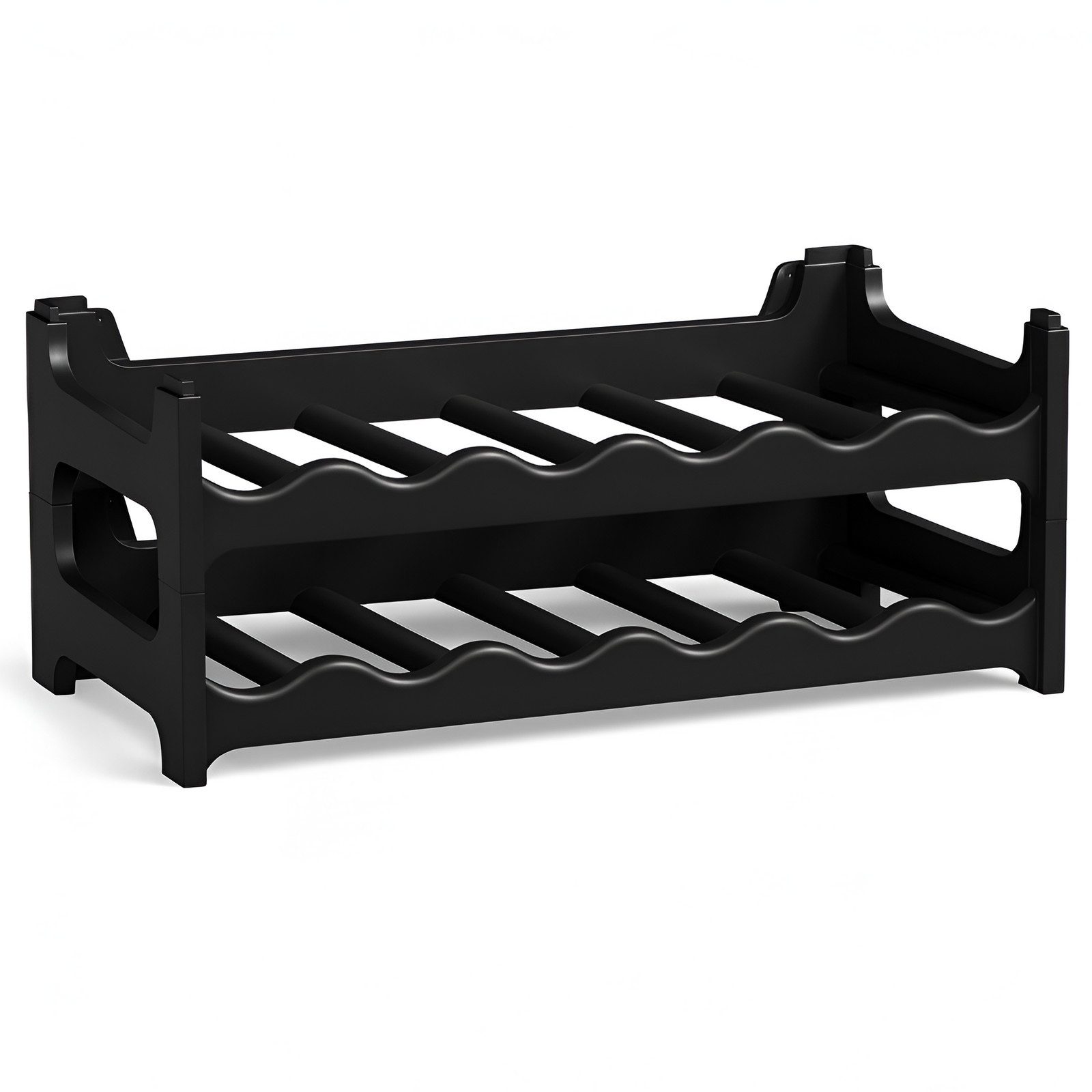 BURI Flaschenregal Weinregal stapelbar Getränkeregal Schwarz erweiterbar Wein Regal