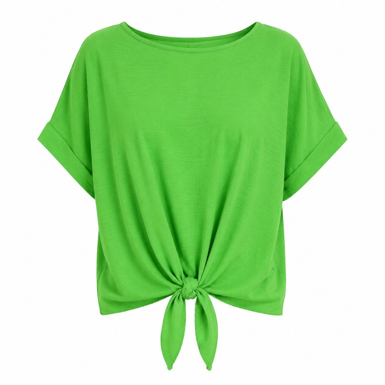 ITALY VIBES Kurzarmbluse - sommerliche Bluse - Blusenshirt Damen mit Knotendetail ONE SIZE / passend für Größe S - L