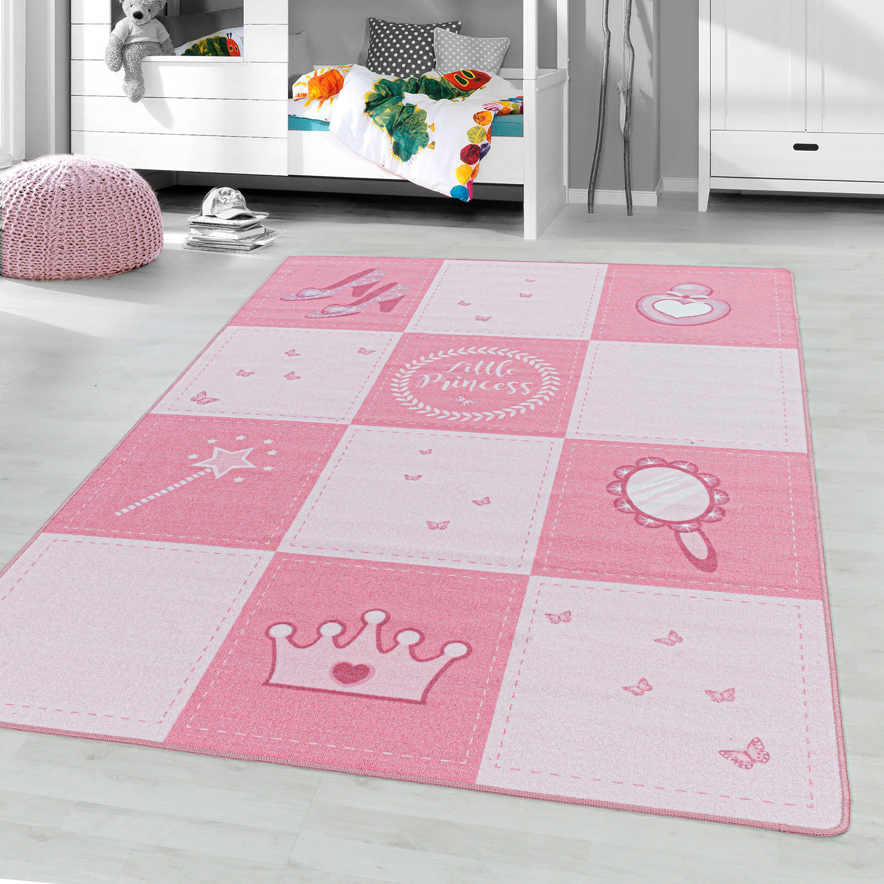 Ayyildiz Teppiche Kinderteppich PLAY 2905, rechteckig, Höhe: 6 mm, robuster Kurzflor, Prinzessin, Kinderzimmer