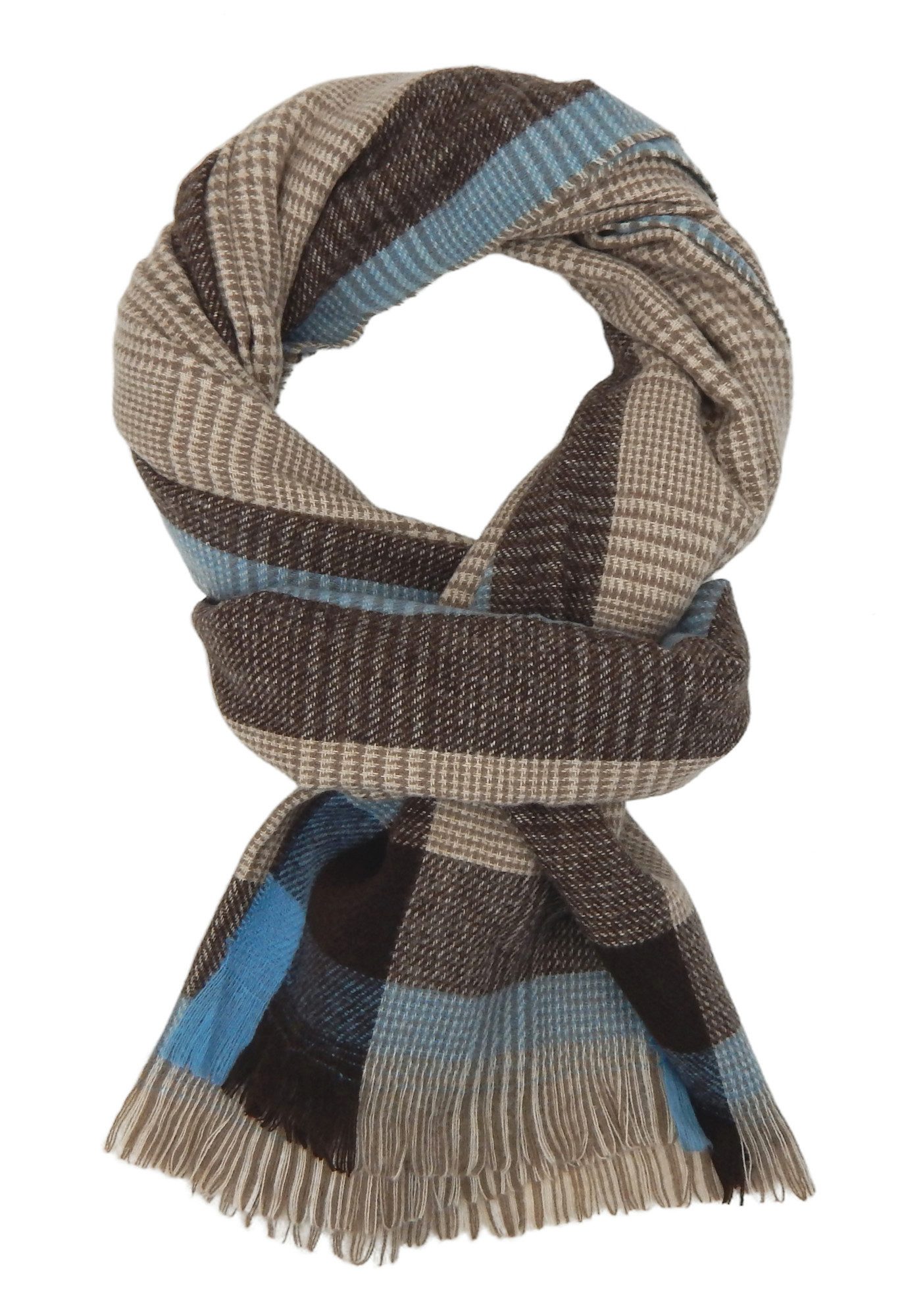 Ella Jonte Modeschal, klassischer Herrenschal Blau oder Braun kariert Herbs günstig online kaufen