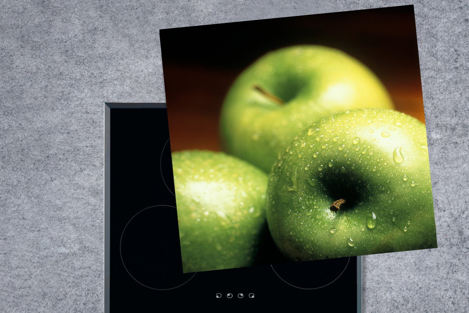 tlg), Äpfel Herdblende-/Abdeckplatte MuchoWow cm, Ceranfeldabdeckung, mit für Vinyl, küche Arbeitsplatte 78x78 (1 Wassertropfen,
