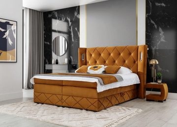 JVmoebel Bett Exklusives Chesterfield Bett Polster Nachttische Designer Möbel (3-tlg., Bett / 2x Nachttische), Made in Europa