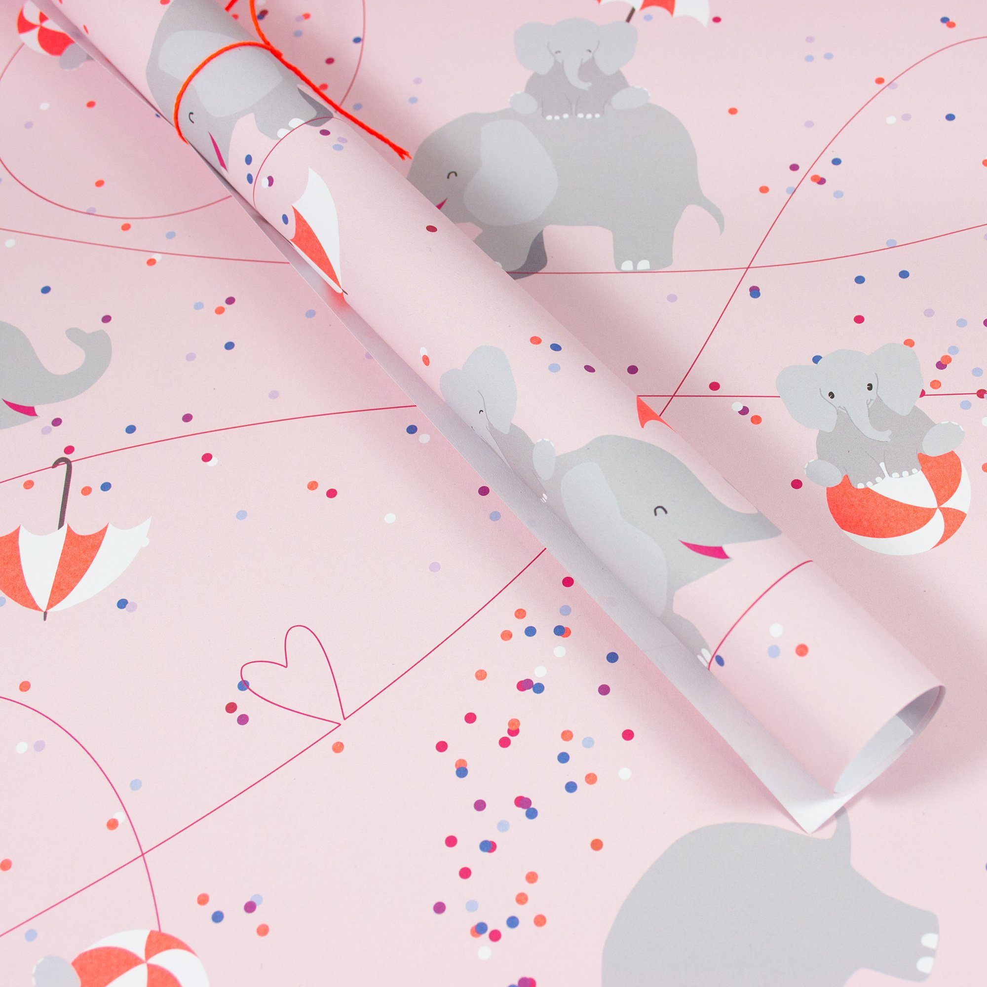 Bow & Hummingbird Geschenkpapier Geschenkpapier Circus Elephants, 100% Recyclingpapier