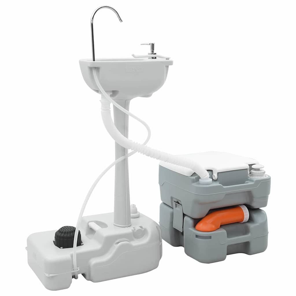 vidaXL Campingtoilette Camping Toiletten-Set 2 stk. Grau 50,5 x 33 x 103 cm, (2-St)