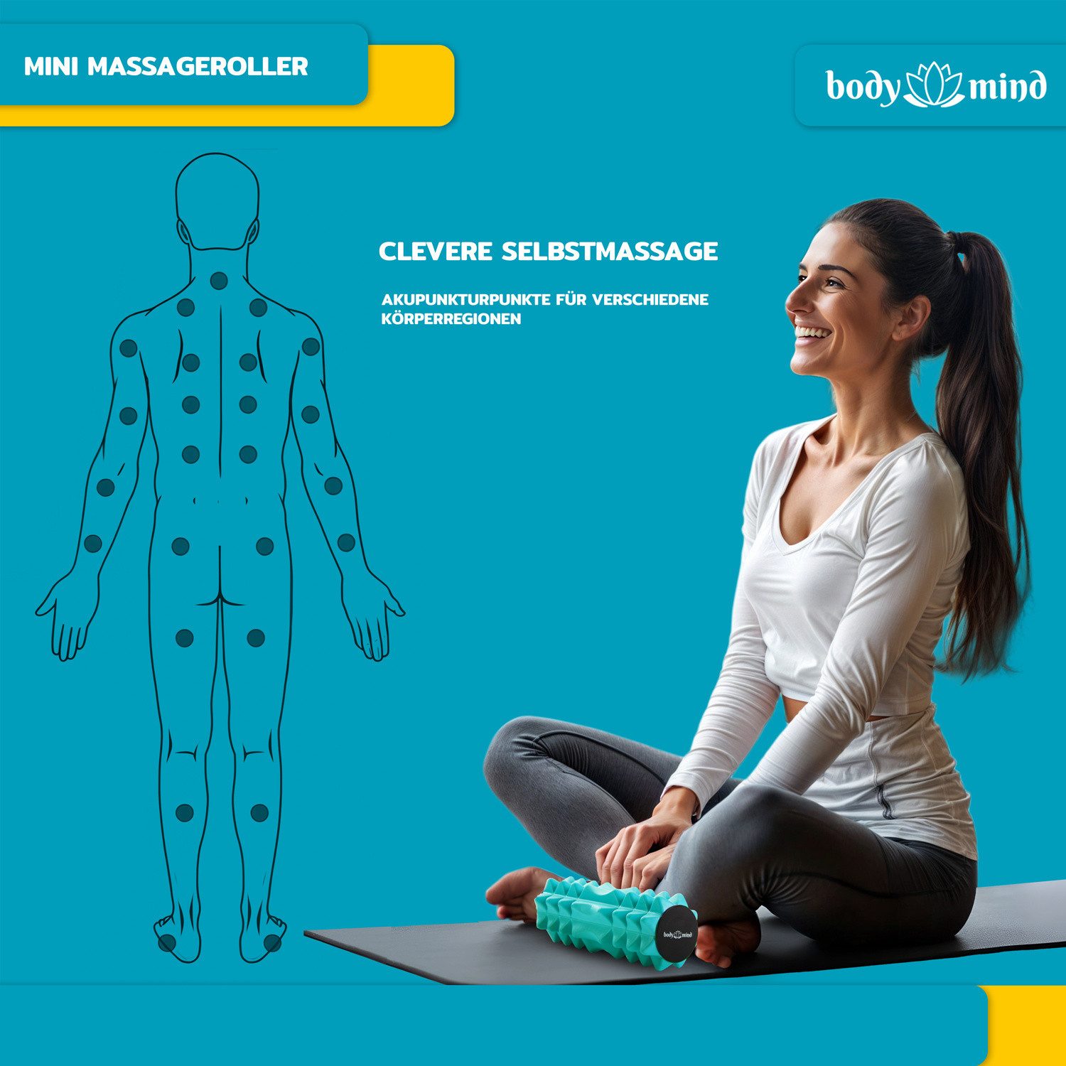 Body & Mind Faszienrolle BODY & MIND Faszienrolle kompakt 15x6 cm für Rücken, Beine & Füße, für gezieltes Faszientraining, Ideal für Füße, Rücken, Beine & weitere Muskelgruppen, 15 x 6 cm