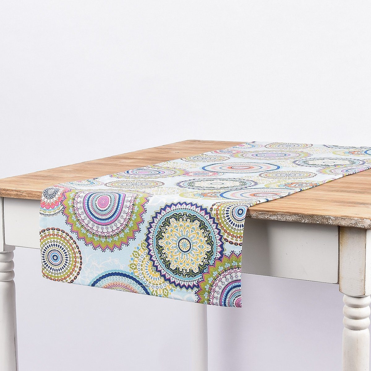 handmade LEBEN. Tischläufer Tischläufer LEBEN. 40x160cm, SCHÖNER SCHÖNER Mandala bunt blau Blumen