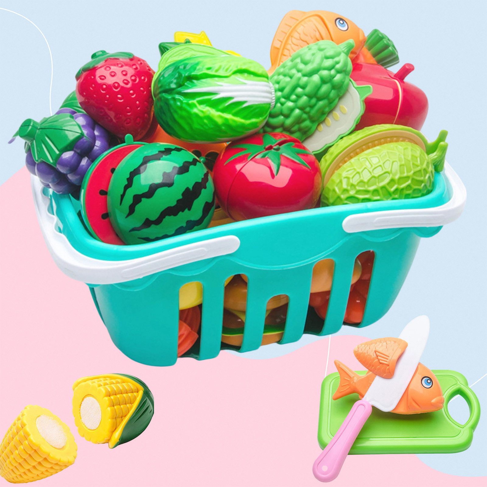 MODFU Spiellebensmittel 75 teiliges Kinder Schneiden Spiellebensmittel Set günstig online kaufen