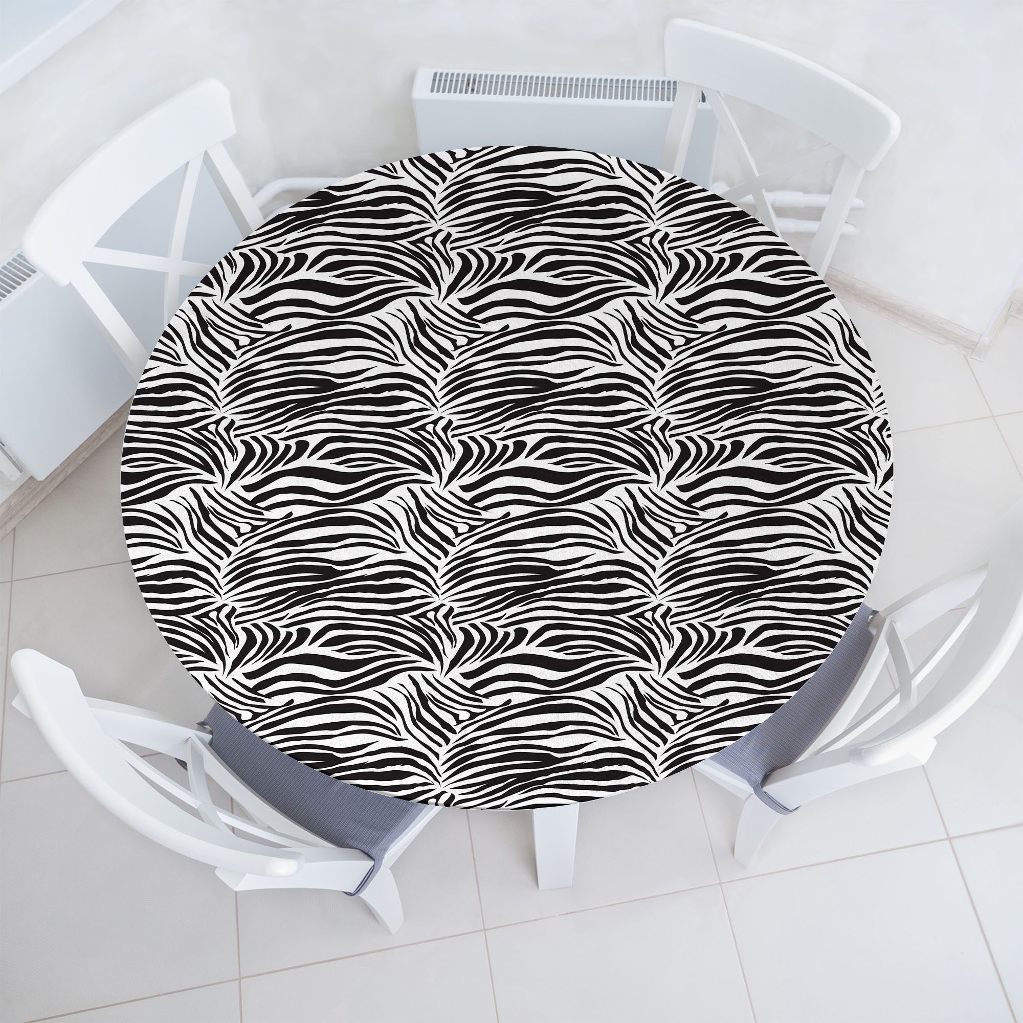 Abakuhaus Tischdecke Rundum-elastische Stofftischdecke, Schwarz-Weiss Wilde Zebra-Linien