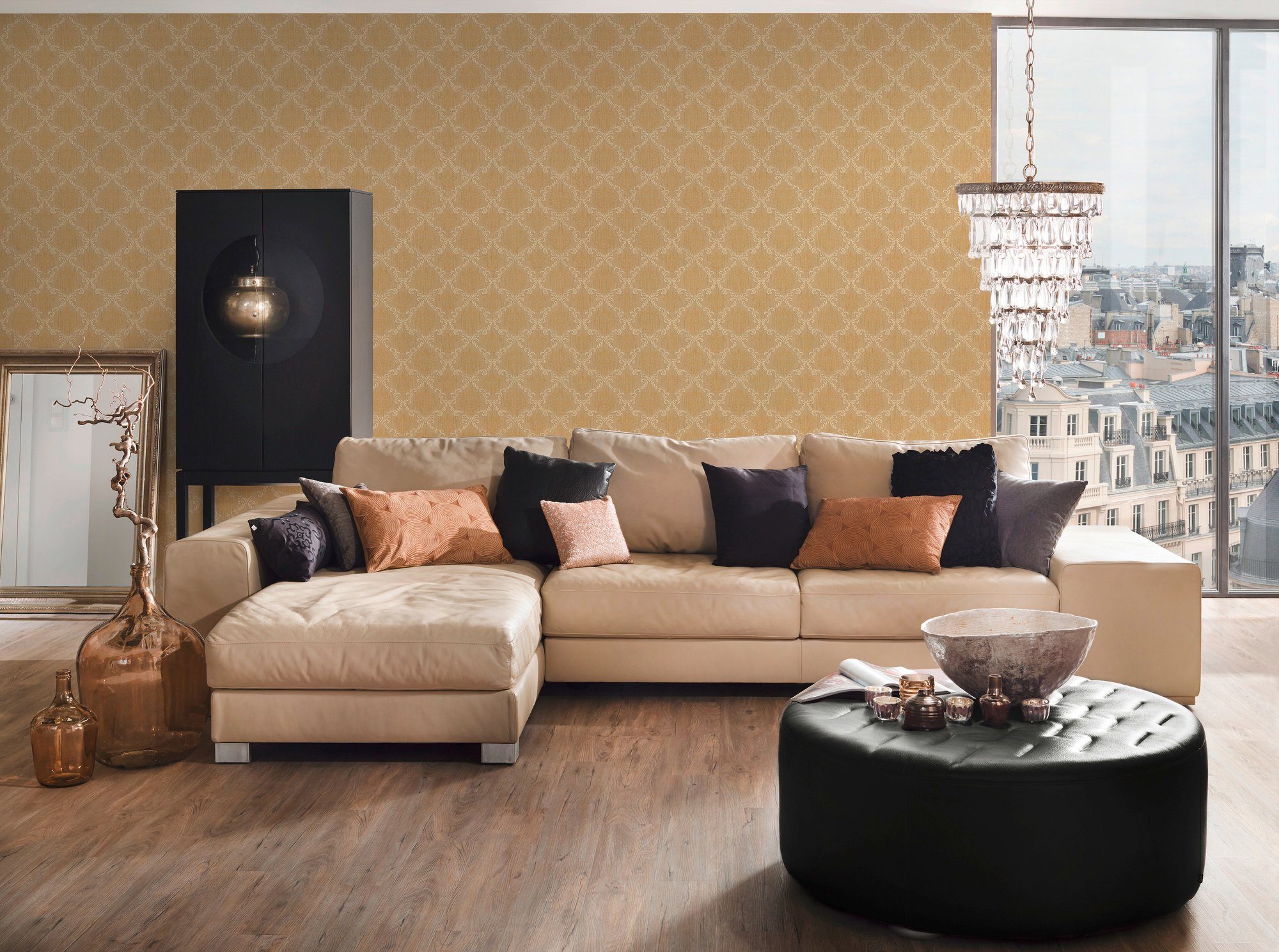 Architects Paper Textiltapete Tessuto, samtig, Barock, gemustert, ornamental, Tapete Barock Tapeten Wohnzimmer Schlafzimmer Küche modern Design Büro