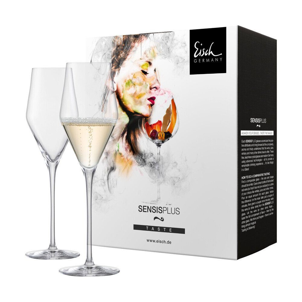 Eisch Germany Champagnerglas Champagnerglas 2er-Set Sky Sensis plus klar, Kristallglas, 260ml, Kristallglas, spülmaschinenfest