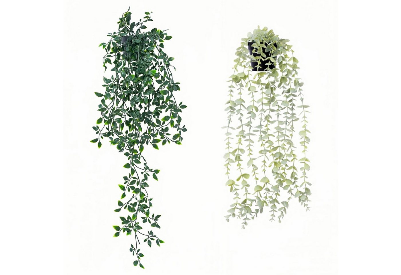 Künstliche Zimmerpflanze 2-teiliges Set künstlicher Hängepflanzen – Eukalyptus, Zyronn, Kunstpflanzen im Topf Wanddekoration im Vintage-Boho-Stil für Zuhause