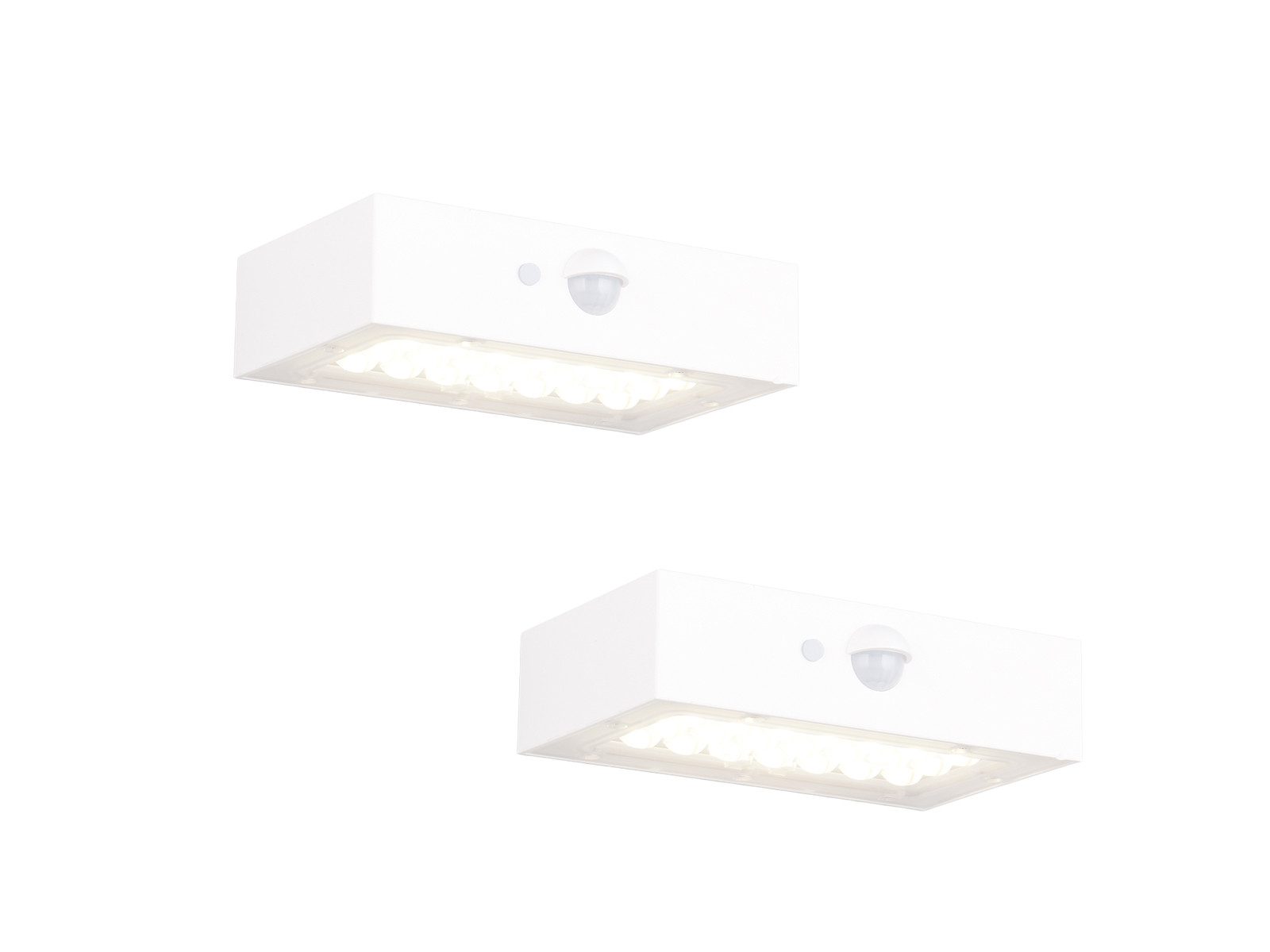 Reality Leuchten LED Außen-Wandleuchte Solarleuchte mit Bewegungsmelder, B 14cm, Bewegungsmelder, LED fest integriert, Neutralweiß, 2er Set Solar Wandleuchte außen, Garten und Carport Beleuchtung