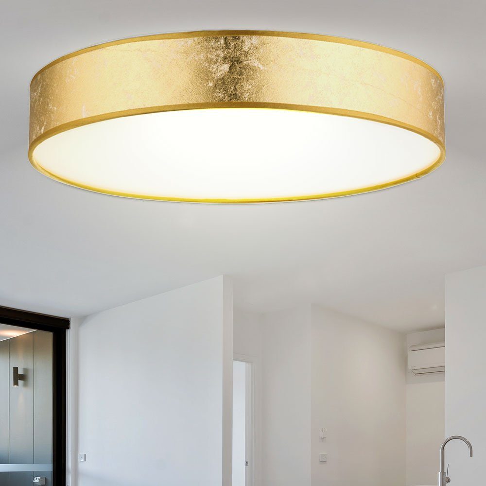 etc-shop LED Warmweiß, Deckenleuchte Deckenleuchte, rund LED Wohnzimmerlampe fest gold LED-Leuchtmittel Deckenlampe weiß verbaut