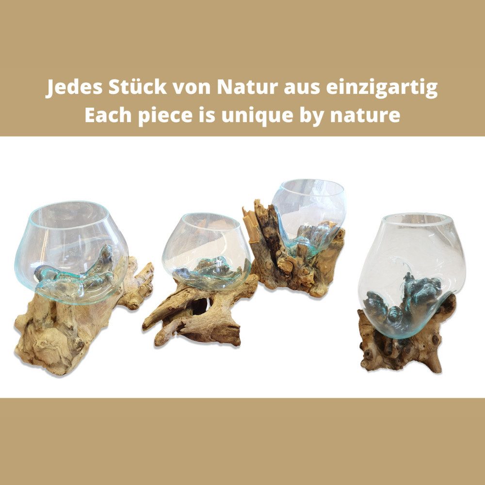 Kinaree Dekovase Geschmolzenes Glas auf Wurzelholz (Glas + Wurzel), Glas au günstig online kaufen