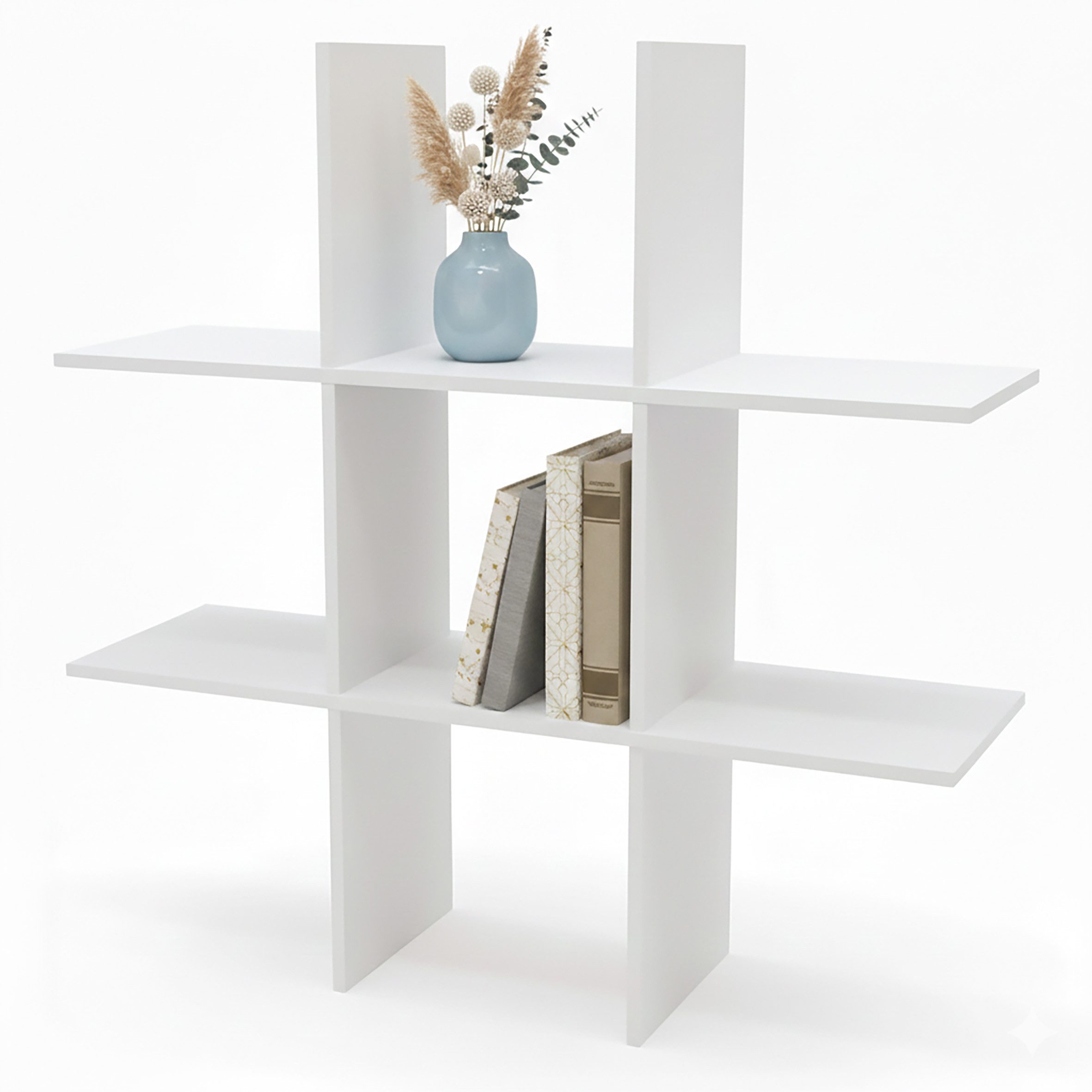 Spetebo Wandregal Holz 55 x 55 cm schwebend mit 6 Fächern, Anzahl 1-tlg., Einfache Montage