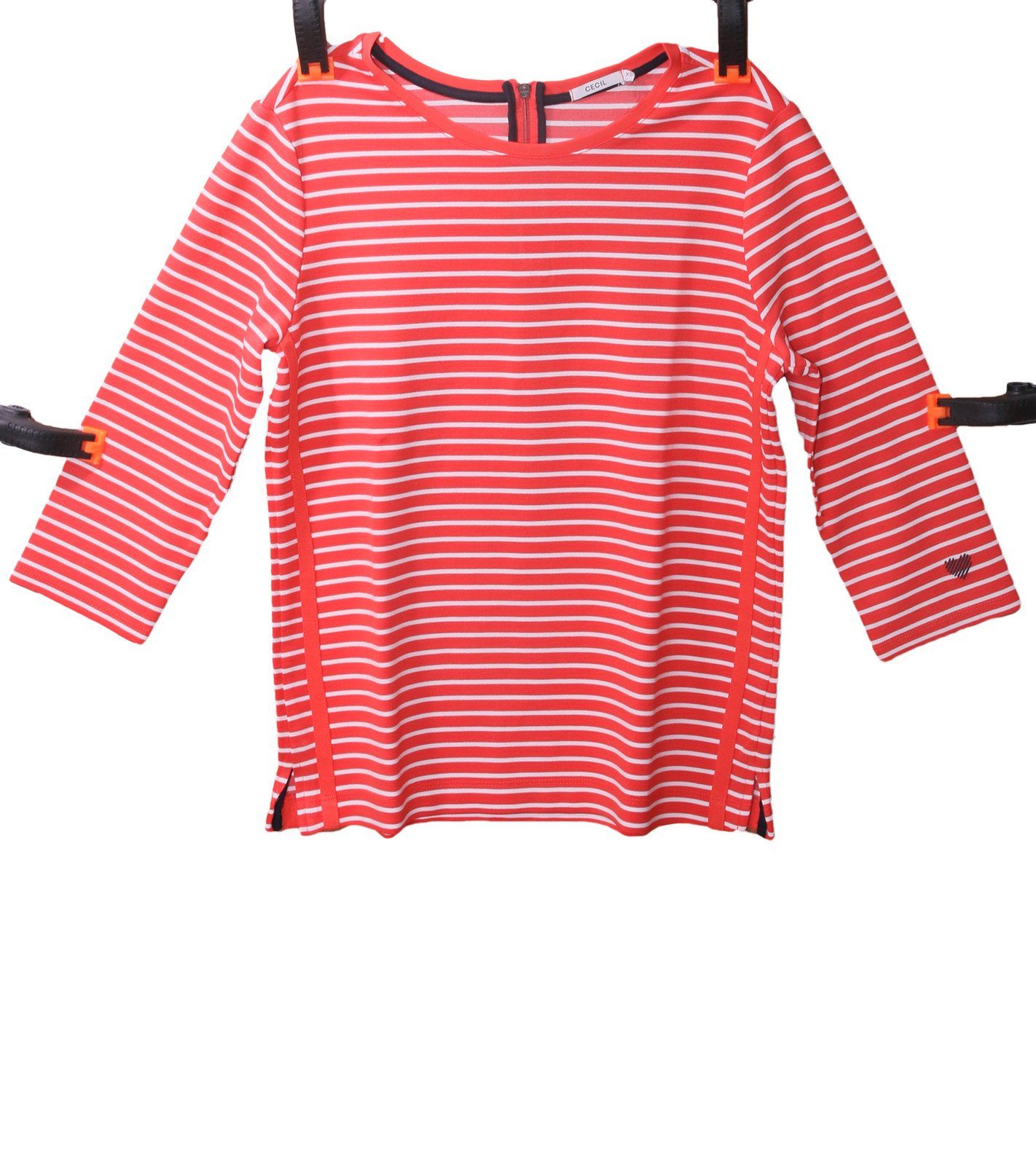 Cecil Rundhalsshirt »CECIL Rundhals-Sweatshirt cooles Damen Streifenshirt  Sweater im Longstyle Orange/Weiß« online kaufen | OTTO