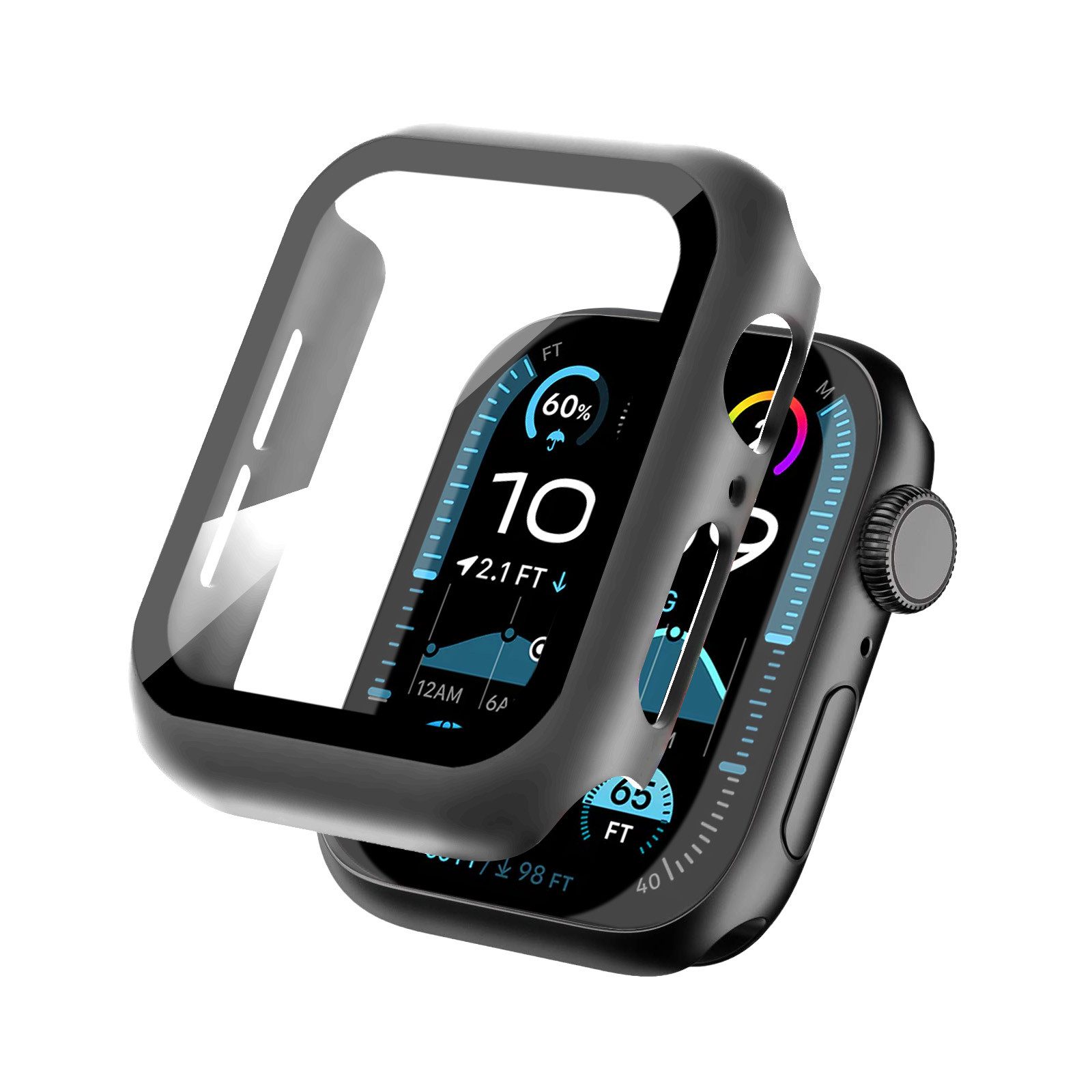 Tec-Expert Smartwatch-Hülle Hülle mit Displayschutz für Apple Watch 4 / 5 / 6 / SE 1-3 40 mm 40 mm, Rundum Schutz Cover Case Bumper stoß-und kratzfest robust