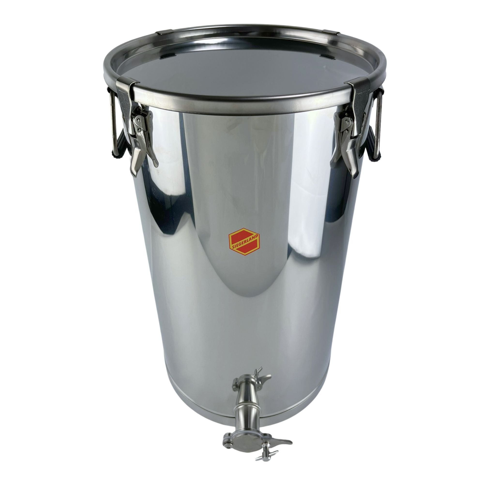 Siegerland Aufbewahrungssystem 50E 50kg Abfüllbehälter aus Edelstahl Klemmdeckel Spannverschluss, Abfüllbottich für Honig