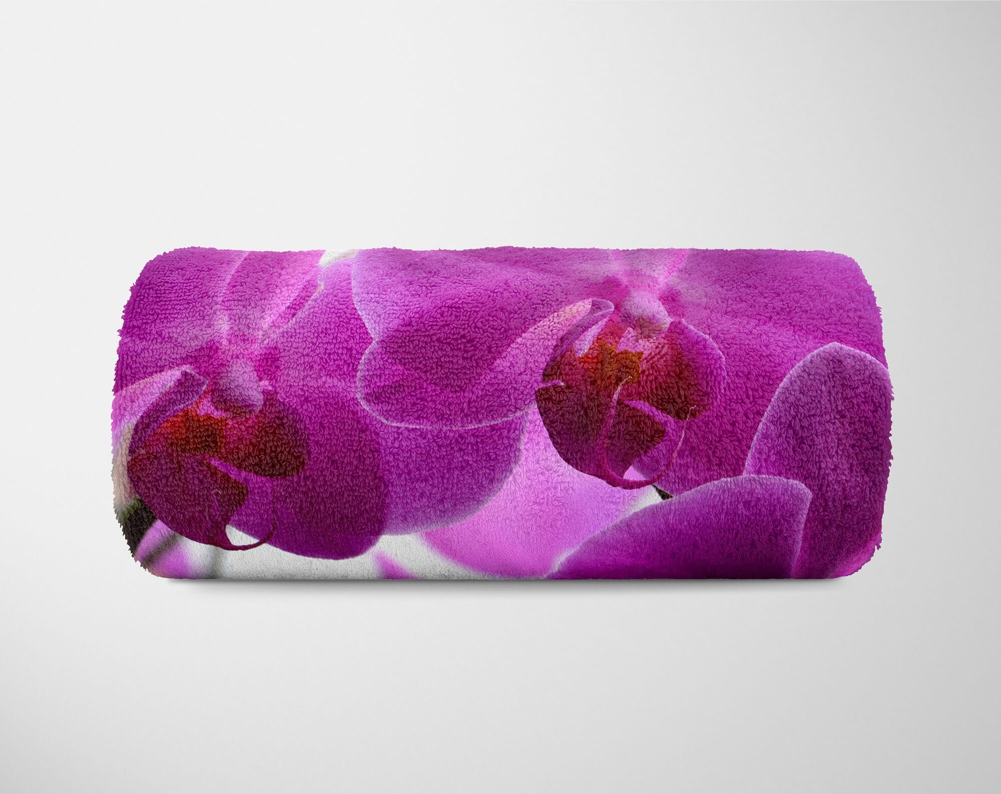 Sinus Art Handtücher Orchidee Blume Handtuch Baumwolle-Polyester-Mix mit Fotomotiv (1-St), Kuscheldecke Saunatuch Handtuch Strandhandtuch Blü