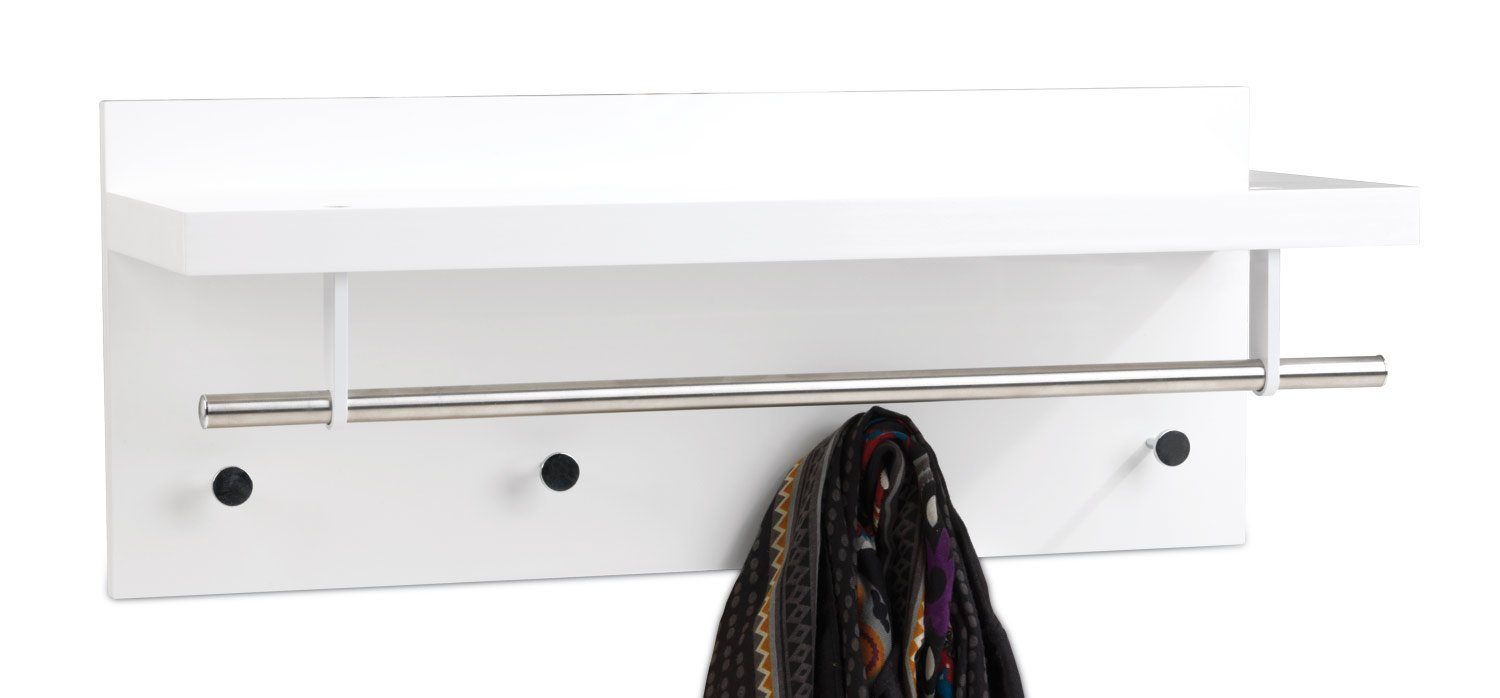 Home4You Wandgarderobe, Weiß Hochglanz, B 75 günstig online kaufen