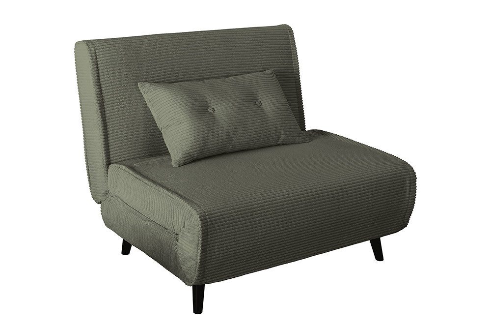 riess-ambiente Relaxsessel SMART MULTIFUNCTION 100cm grün - Cord Stoff, Bettfunktion, mit Kissen (Einzelartikel, 1-St), ausziehbare Schlafgelegenheit - ideal für Wohn- oder Gästezimmer