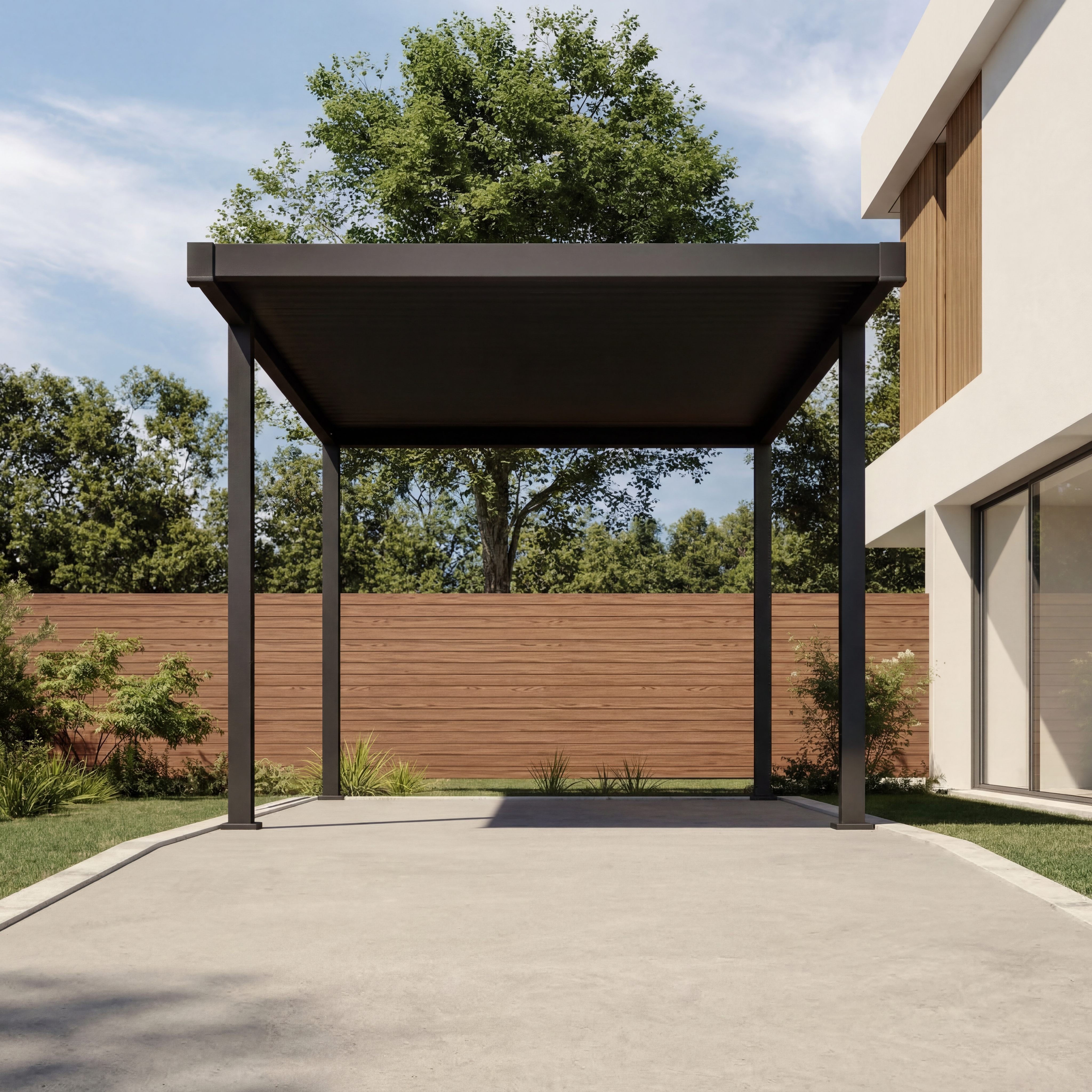 Mirador Einzelcarport Flachdach, BxT: 300x500 cm, 236 cm Einfahrtshöhe, (Packung, 1-tlg), UV Schutz, hohe Wind und Schneelast, Aluminium & Stahl, Anthrazit