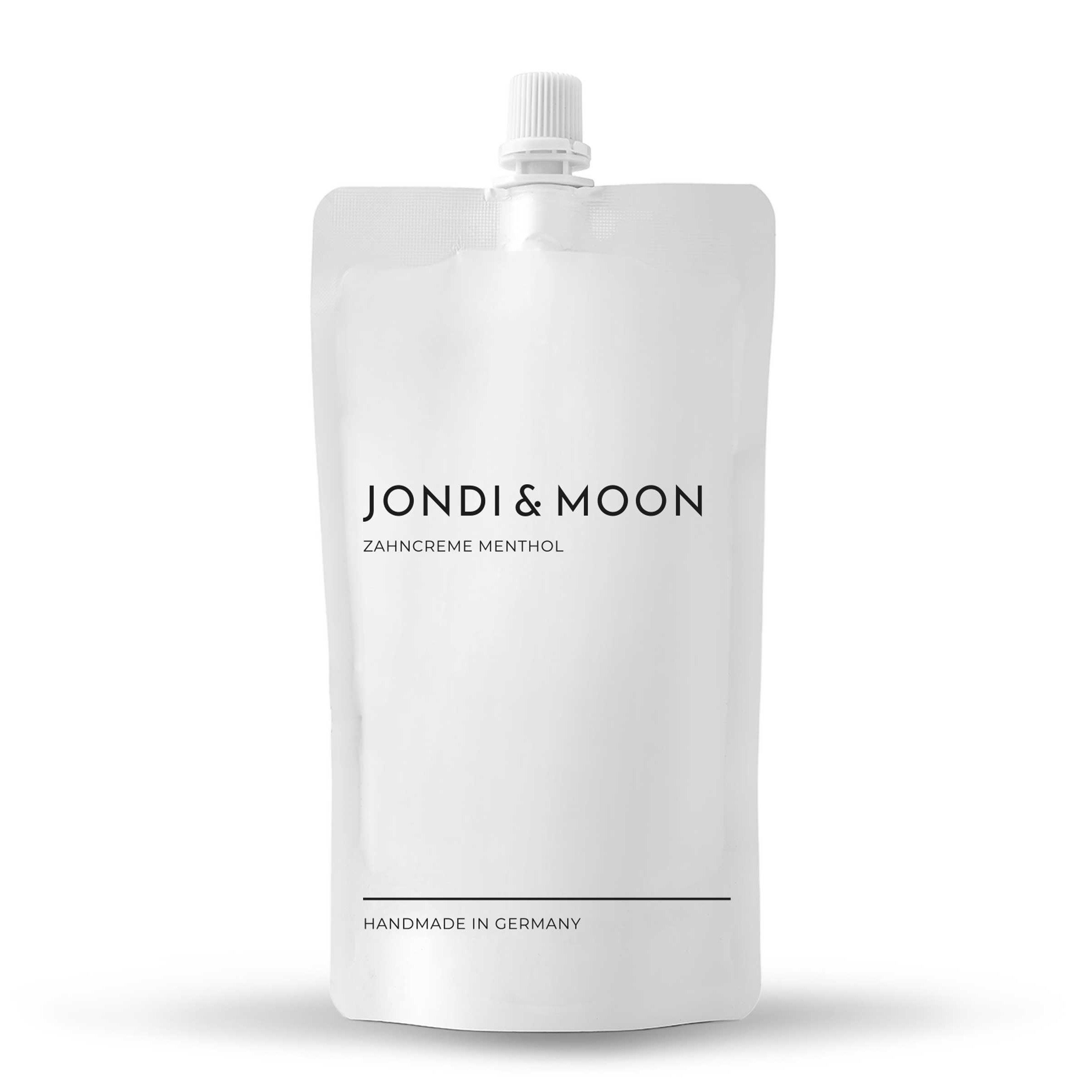 JONDI&MOON Зубная паста JONDI&MOON Zahncreme Menthol mit Fluorid – nachfüllbar & frisch, (ohne Parabene, PEG's oder Triclosane, kein Mikroplastik) Die erste nachfüllbare Зубная паста im recycelten Glasspender