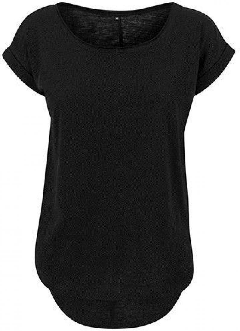 Build Your Brand Rundhalsshirt Damen Long Slub Tee / Hinten extra lang geschnitten