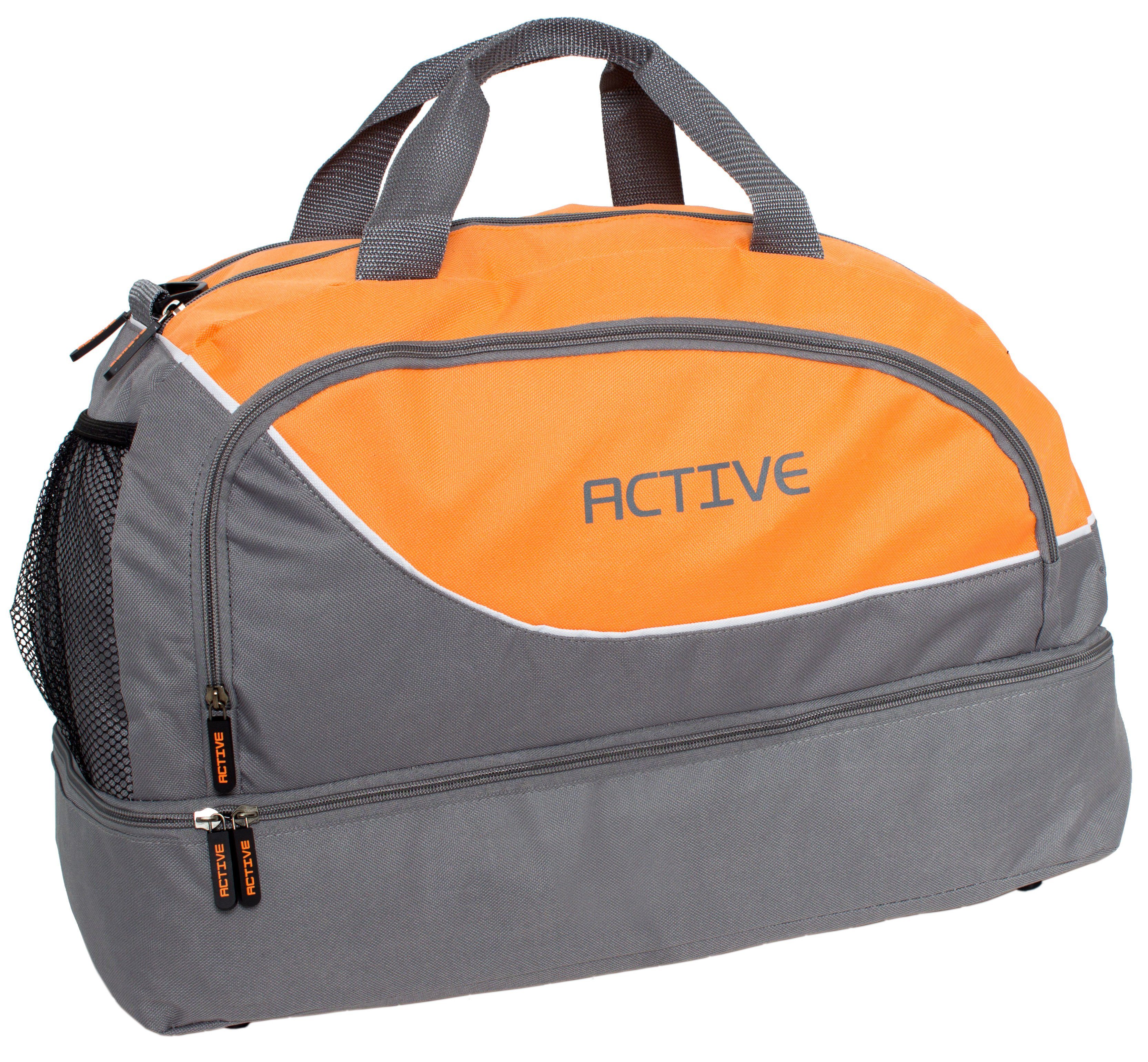 mit BRUBAKER Sport für Handy für Schwimmen Grau für Herren, Damen und 30 und einem Sporttasche und mit Fitnesstasche Trainingstasche und Fach Fitness Active Bodenfach (Reisetasche Reisen), Ähnliches Nassfach l Orange