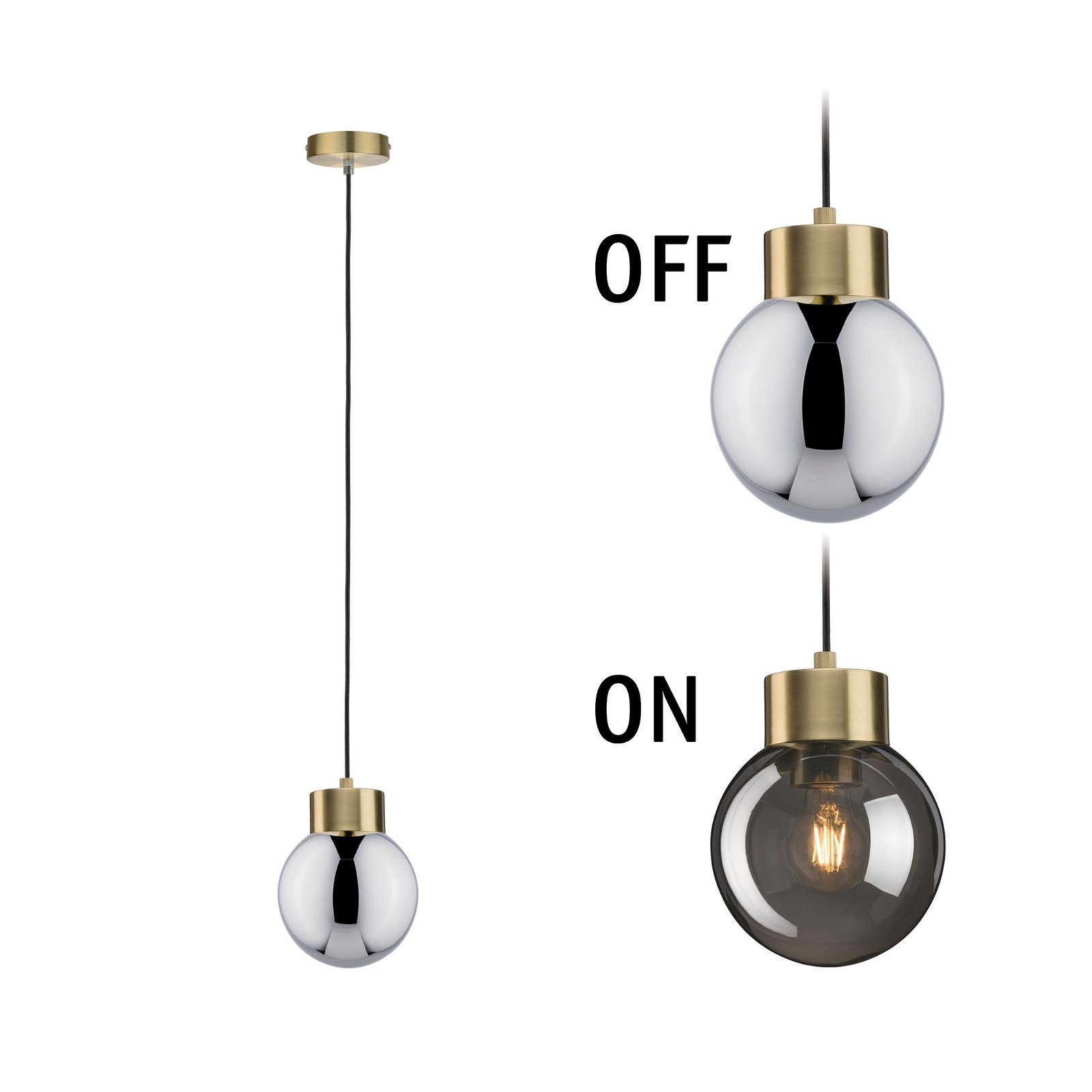 Paulmann Pendelleuchte Neordic Linja max. 1x20W Rauchglas/Messig gebürstet 230V, ohne Leuchtmittel, E27, Spiegel